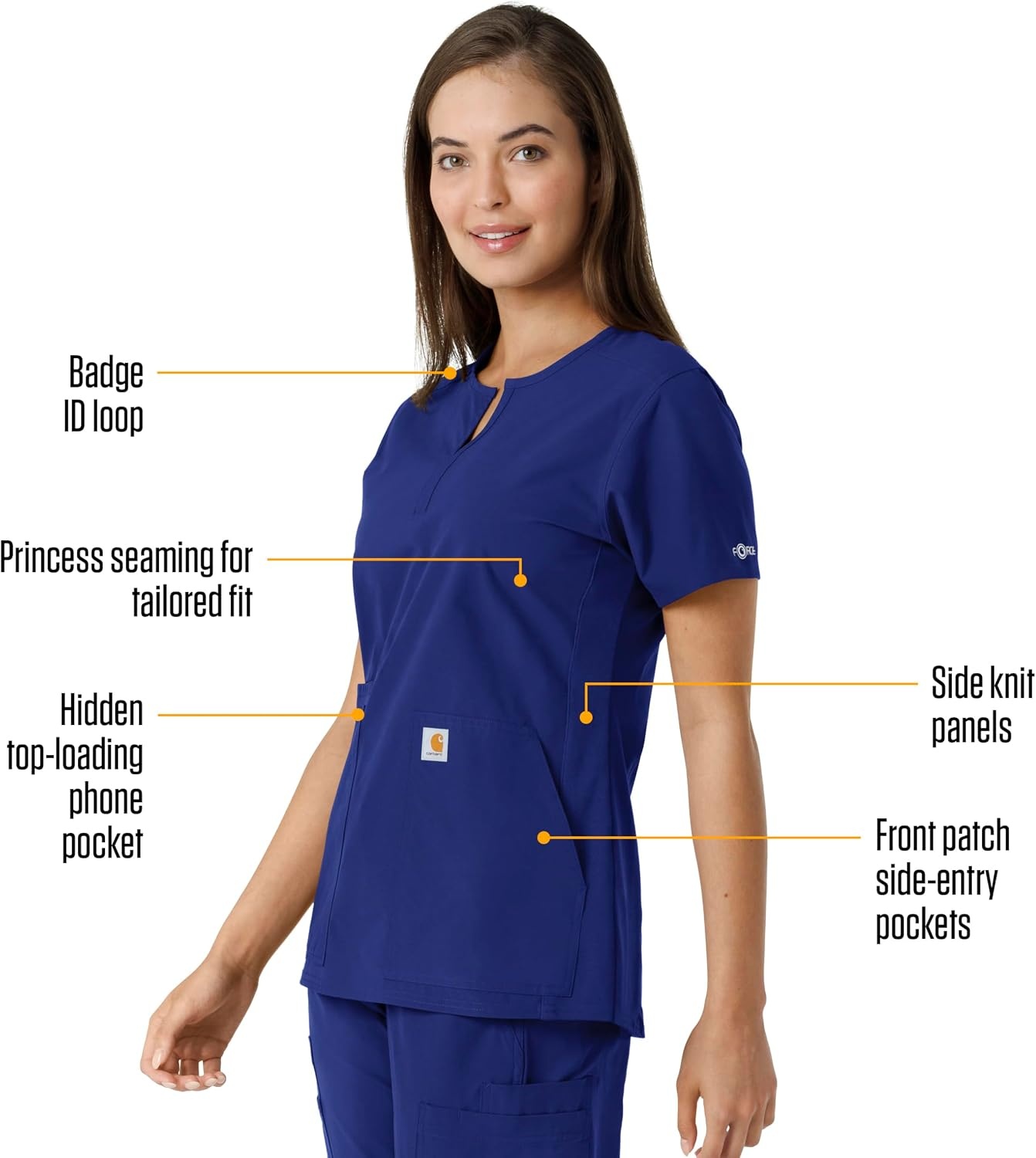 image:imageCarhartt Scrubs C12413 Womens Force Essentials Modern Fit Notch NeckGalaxy Blue