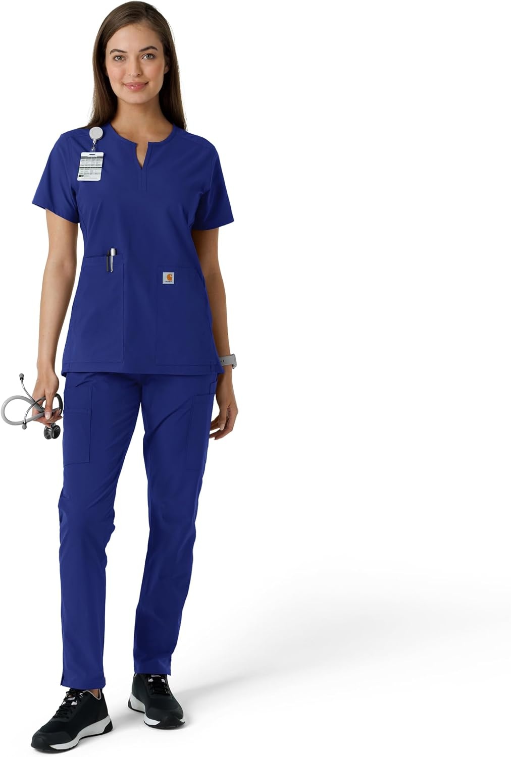 image:imageCarhartt Scrubs C12413 Womens Force Essentials Modern Fit Notch NeckGalaxy Blue