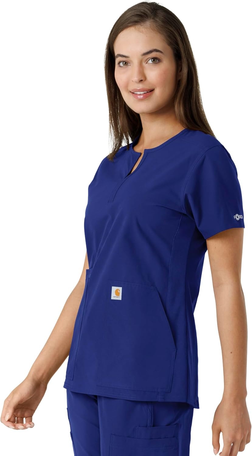image:imageCarhartt Scrubs C12413 Womens Force Essentials Modern Fit Notch NeckGalaxy Blue