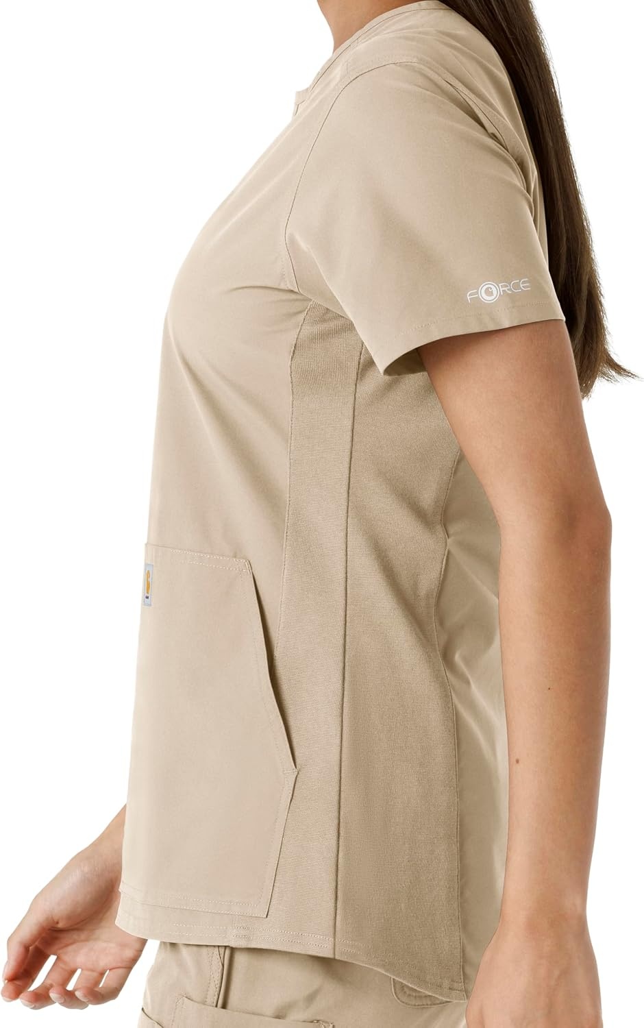 image:imageCarhartt Scrubs C12413 Womens Force Essentials Modern Fit Notch NeckKhaki