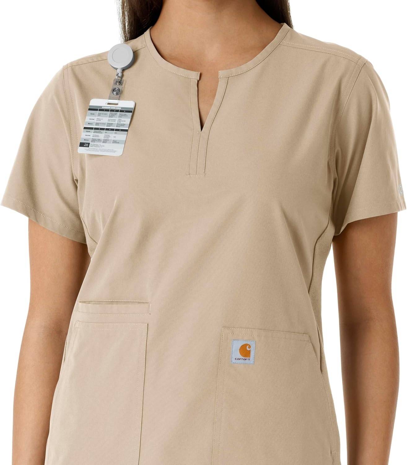 image:imageCarhartt Scrubs C12413 Womens Force Essentials Modern Fit Notch NeckKhaki