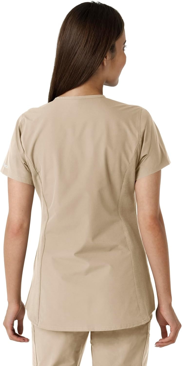 image:imageCarhartt Scrubs C12413 Womens Force Essentials Modern Fit Notch NeckKhaki