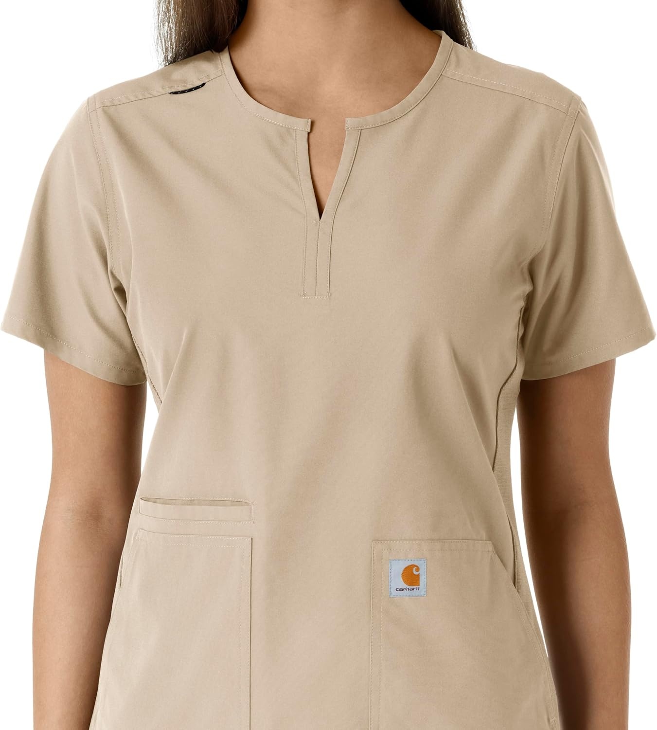 image:imageCarhartt Scrubs C12413 Womens Force Essentials Modern Fit Notch NeckKhaki