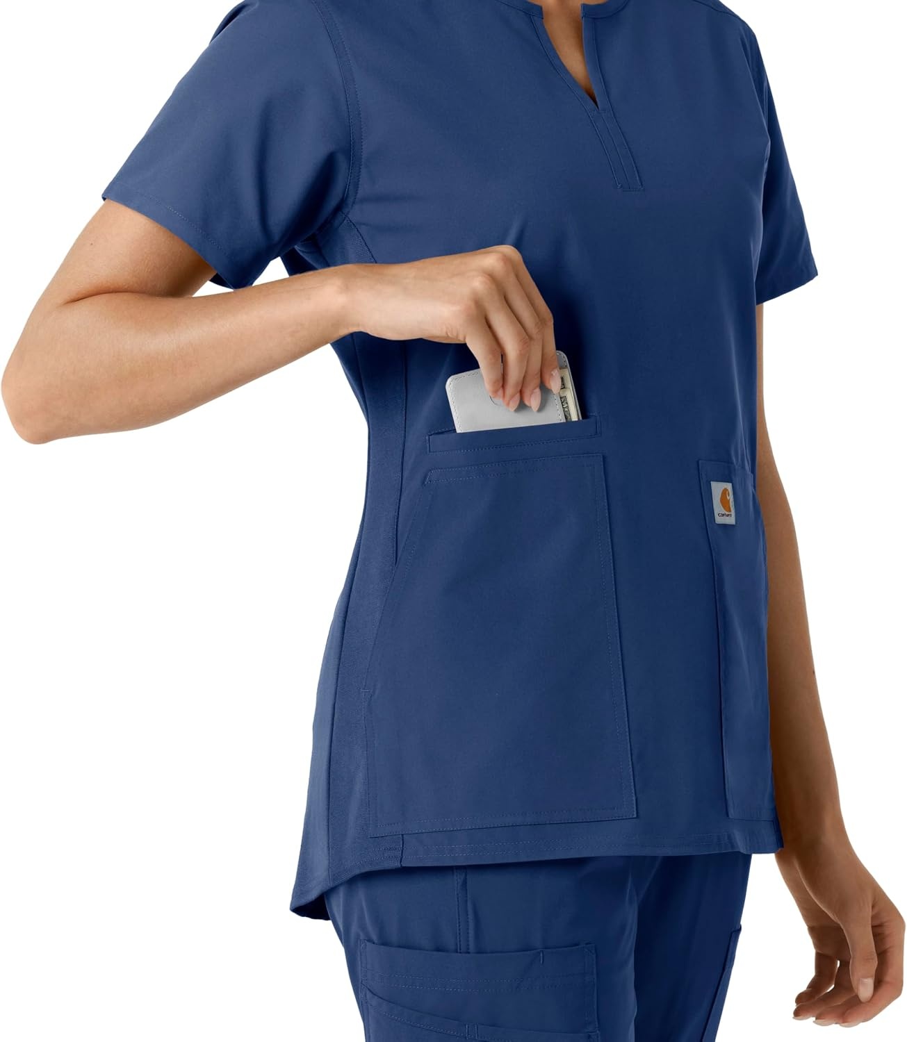 image:imageCarhartt Scrubs C12413 Womens Force Essentials Modern Fit Notch NeckNavy