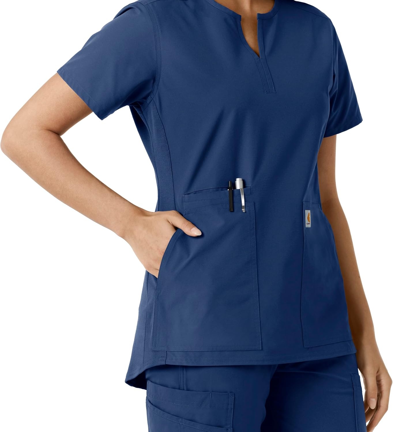 image:imageCarhartt Scrubs C12413 Womens Force Essentials Modern Fit Notch NeckNavy