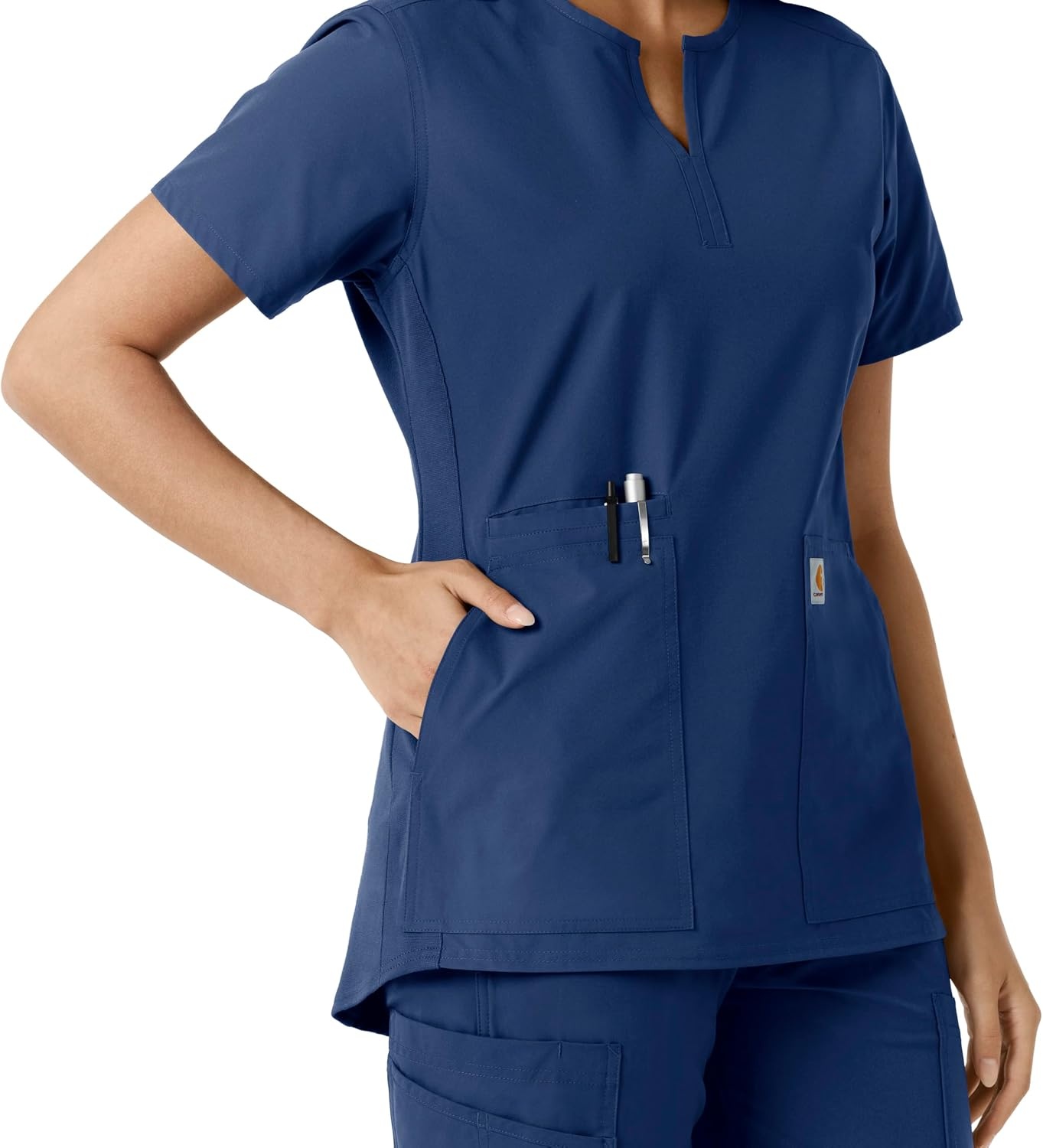 image:imageCarhartt Scrubs C12413 Womens Force Essentials Modern Fit Notch NeckNavy
