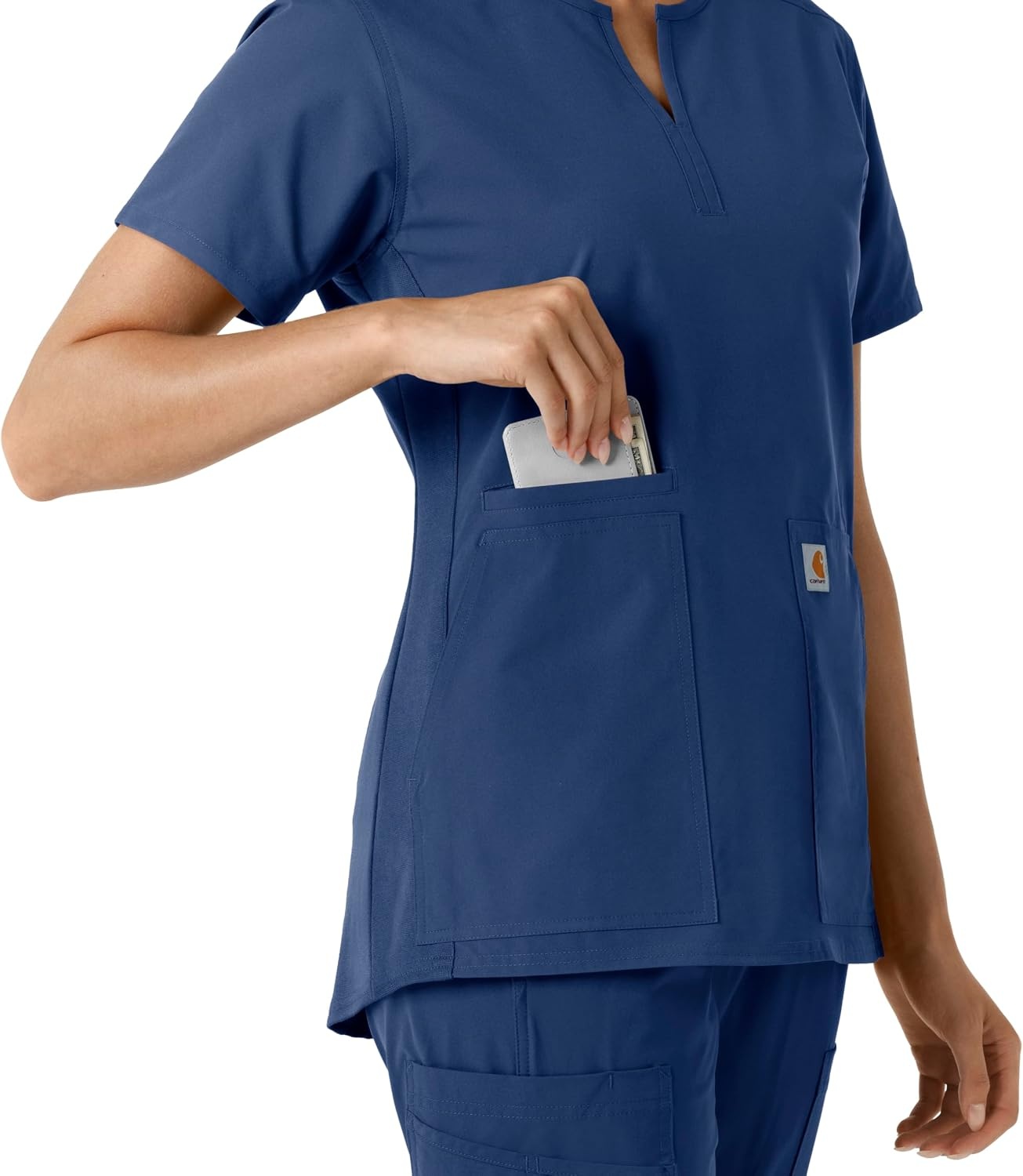 image:imageCarhartt Scrubs C12413 Womens Force Essentials Modern Fit Notch NeckNavy