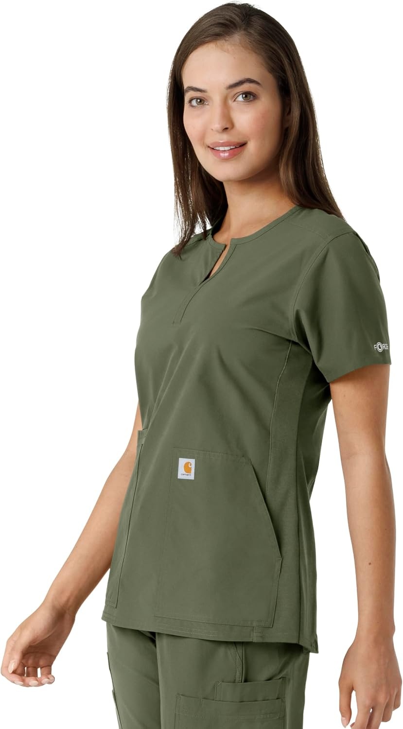 image:imageCarhartt Scrubs C12413 Womens Force Essentials Modern Fit Notch NeckOlive