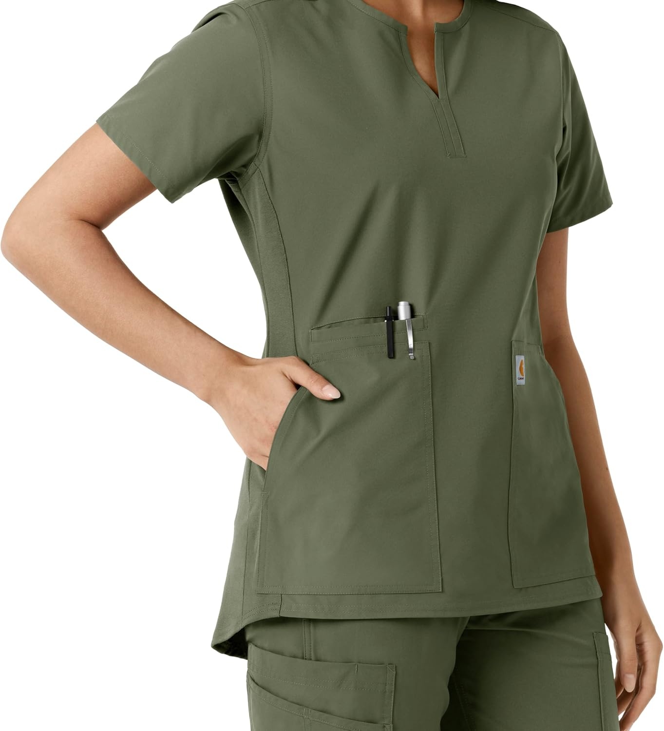 image:imageCarhartt Scrubs C12413 Womens Force Essentials Modern Fit Notch NeckOlive