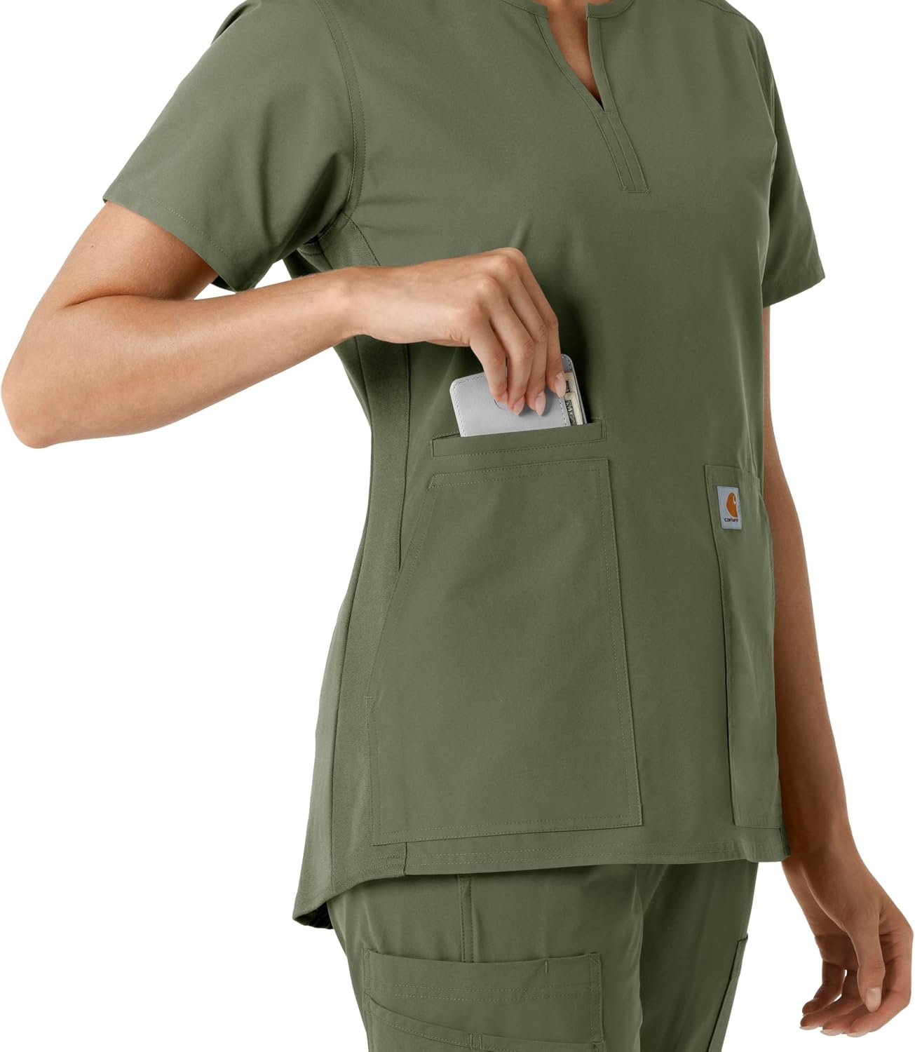 image:imageCarhartt Scrubs C12413 Womens Force Essentials Modern Fit Notch NeckOlive
