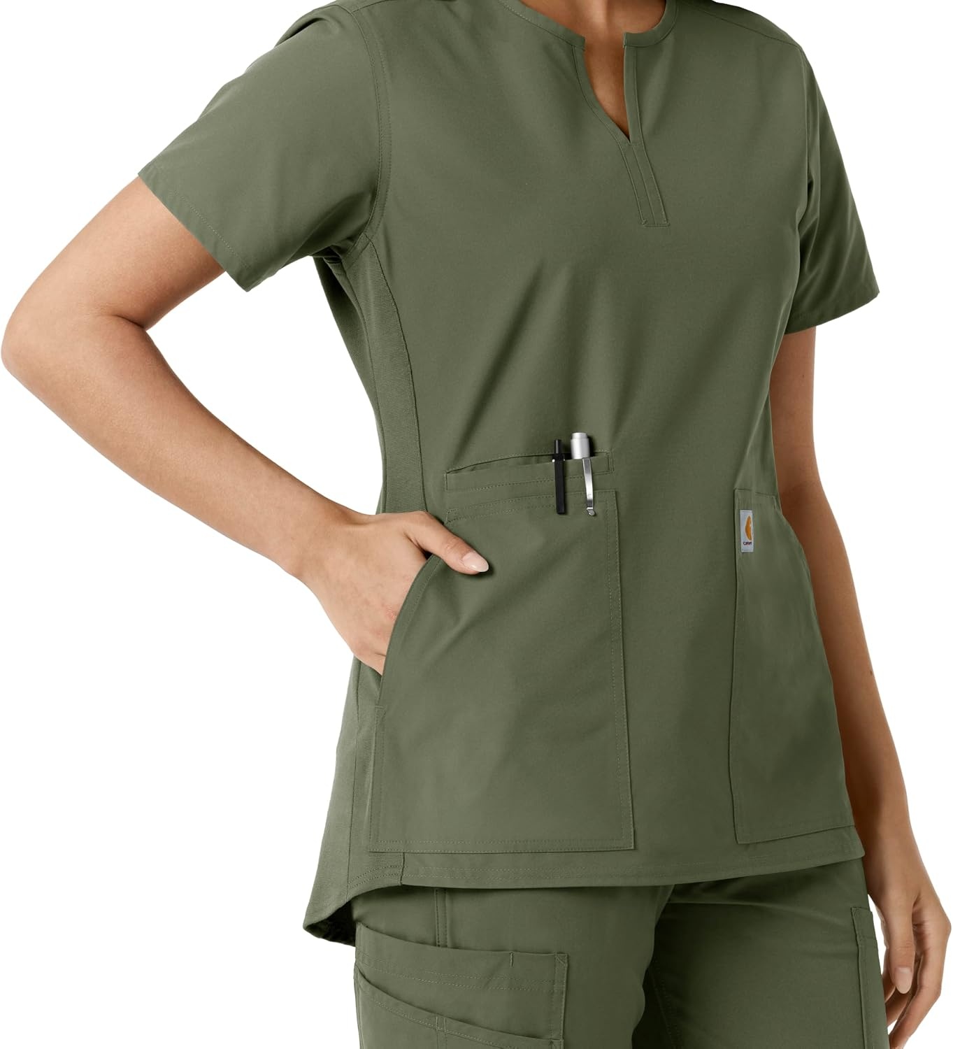 image:imageCarhartt Scrubs C12413 Womens Force Essentials Modern Fit Notch NeckOlive