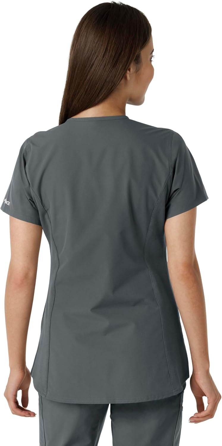 image:imageCarhartt Scrubs C12413 Womens Force Essentials Modern Fit Notch NeckPewter