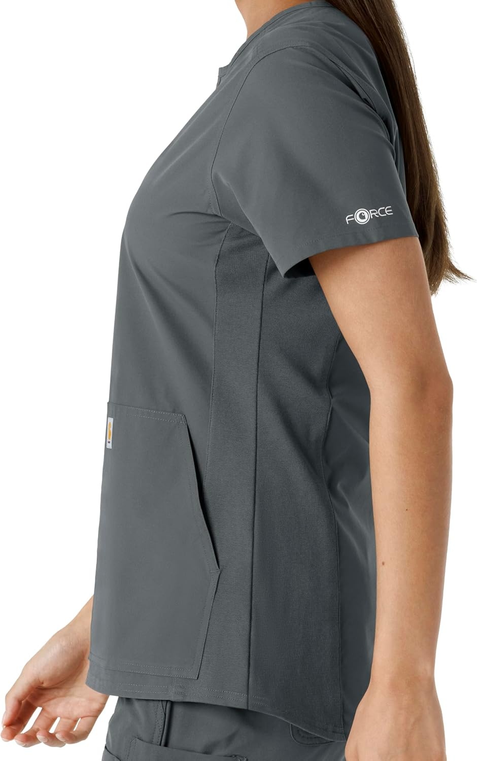 image:imageCarhartt Scrubs C12413 Womens Force Essentials Modern Fit Notch NeckPewter