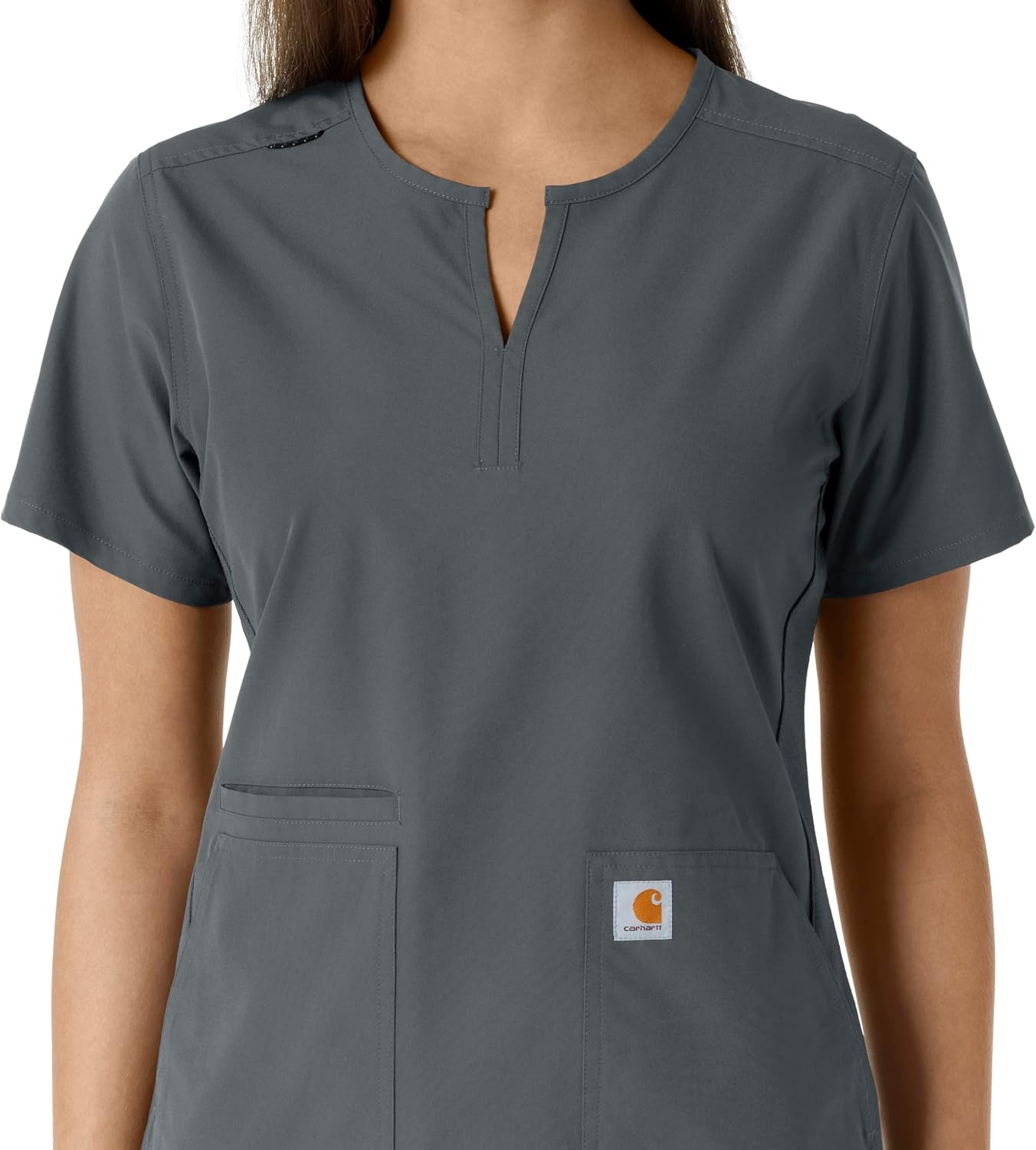 image:imageCarhartt Scrubs C12413 Womens Force Essentials Modern Fit Notch NeckPewter