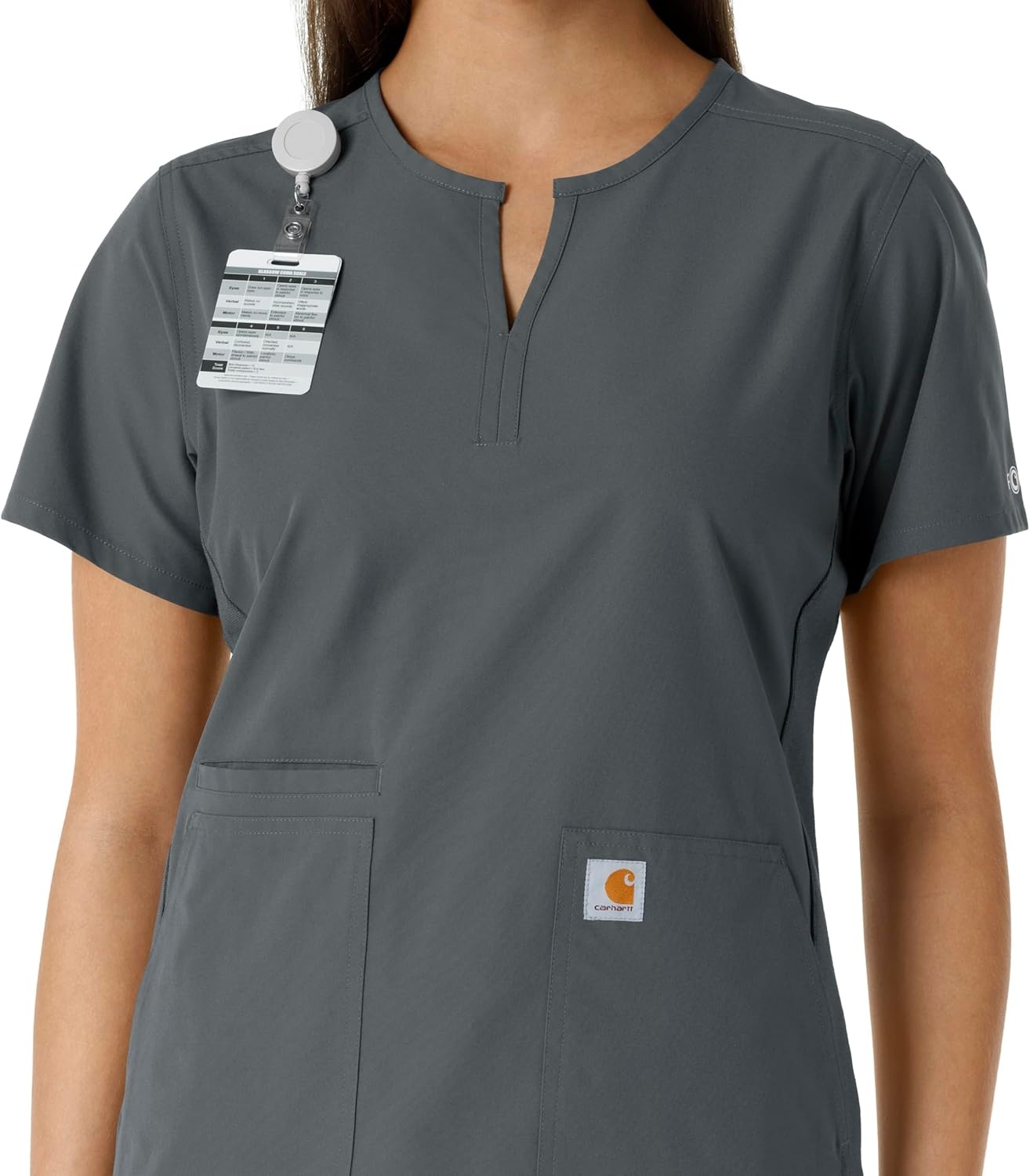 image:imageCarhartt Scrubs C12413 Womens Force Essentials Modern Fit Notch NeckPewter