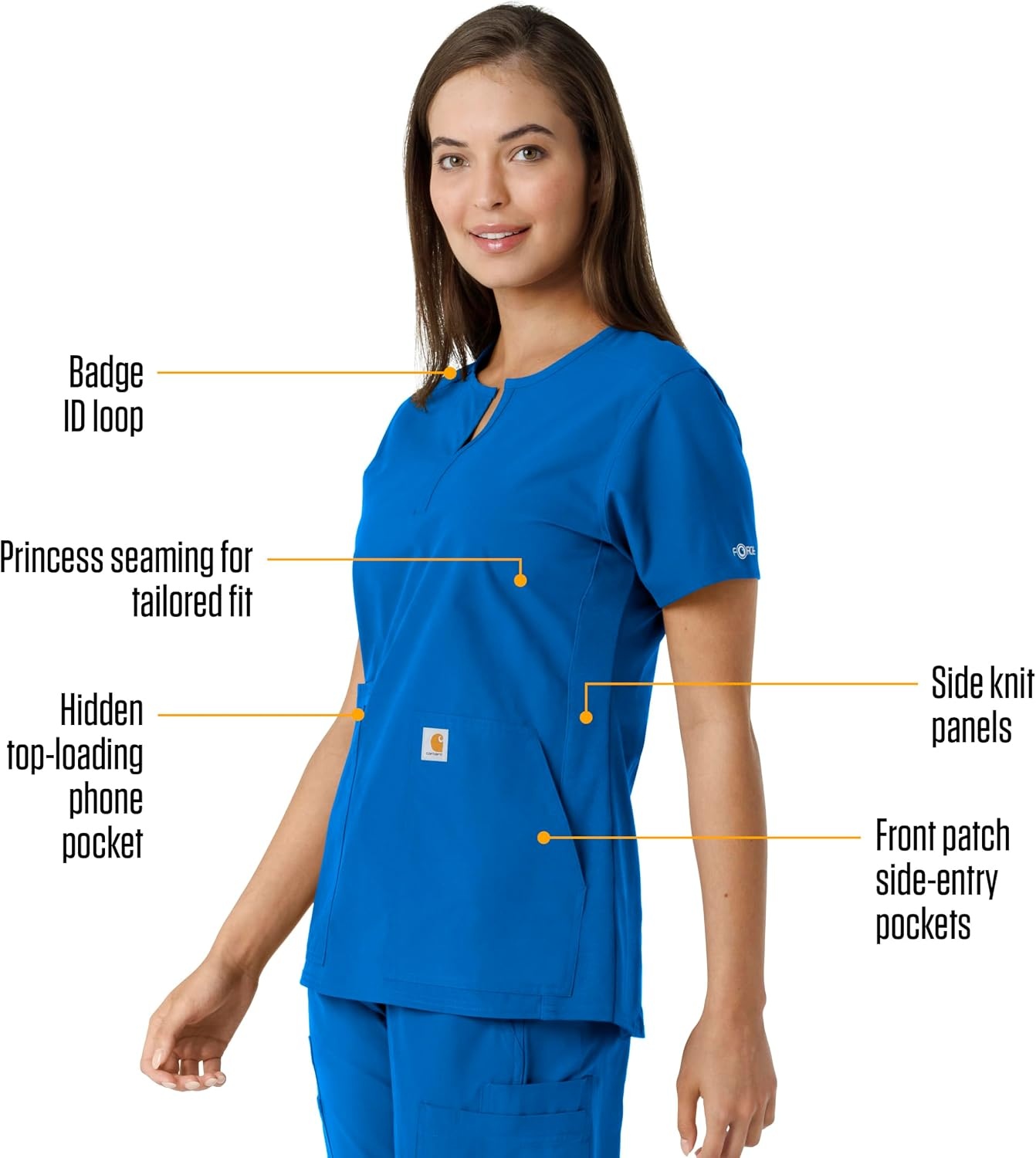 image:imageCarhartt Scrubs C12413 Womens Force Essentials Modern Fit Notch NeckRoyal
