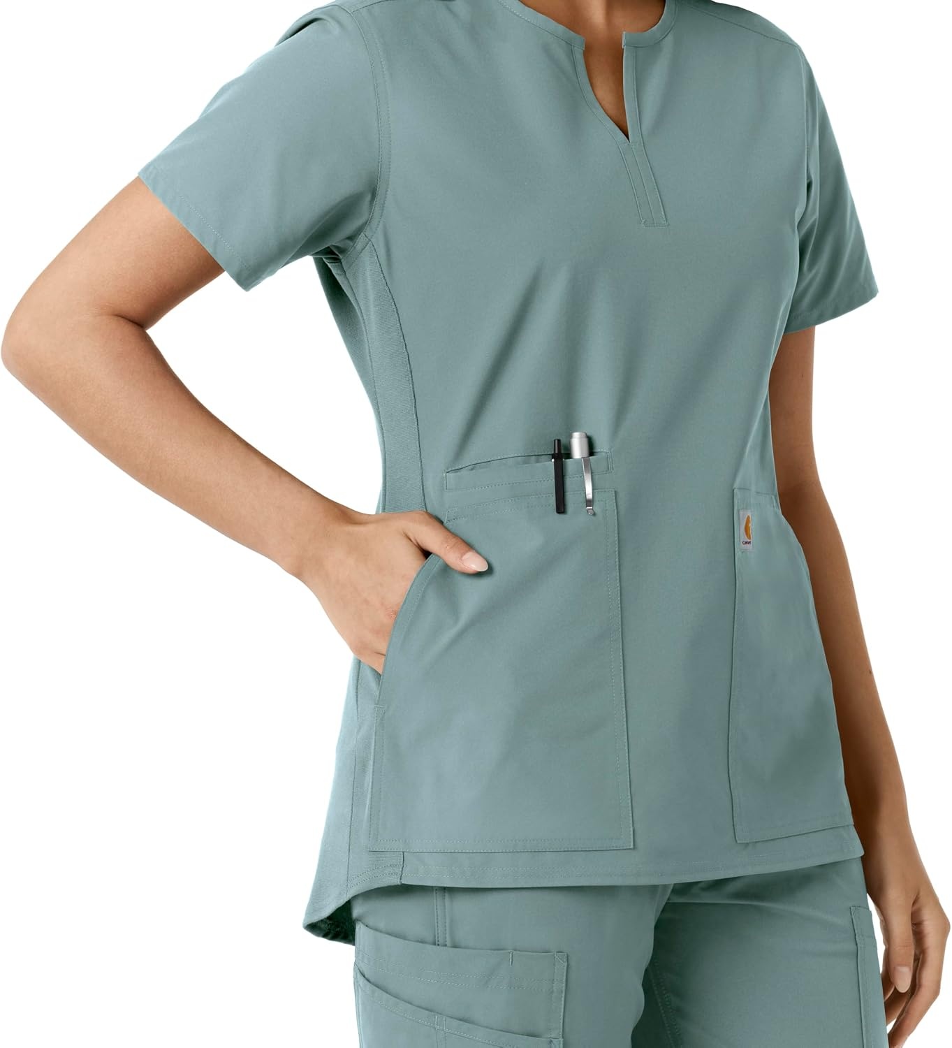 image:imageCarhartt Scrubs C12413 Womens Force Essentials Modern Fit Notch NeckSummer Blue