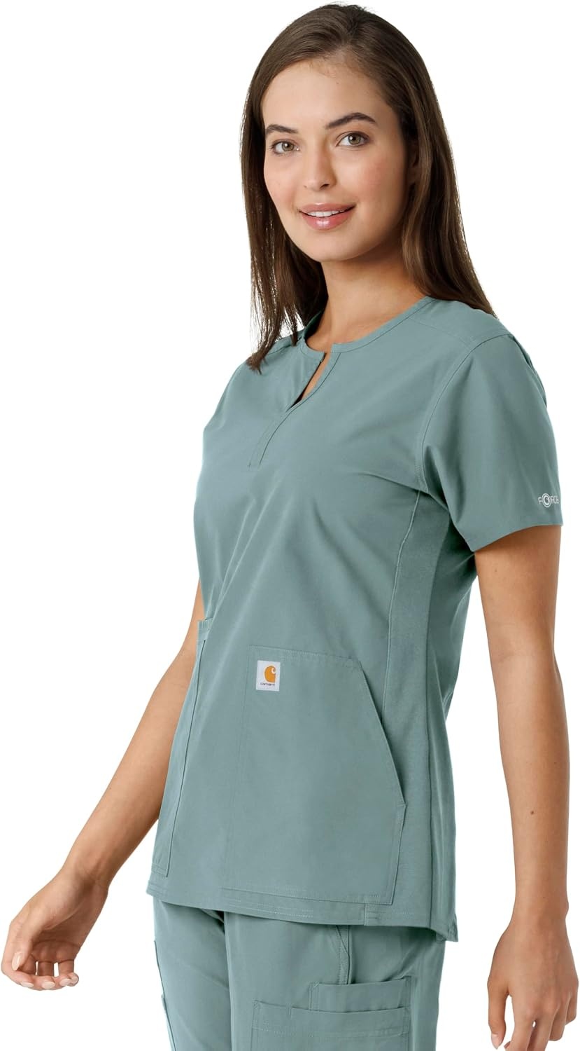 image:imageCarhartt Scrubs C12413 Womens Force Essentials Modern Fit Notch NeckSummer Blue