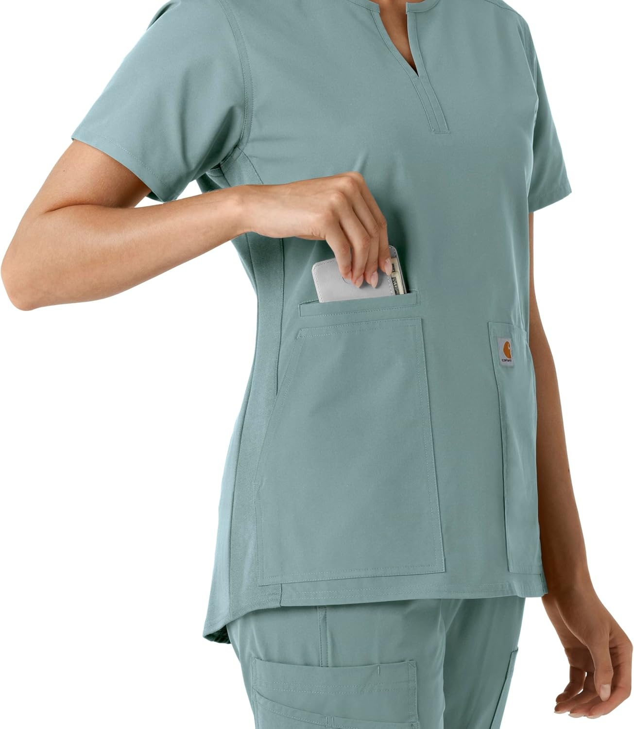 image:imageCarhartt Scrubs C12413 Womens Force Essentials Modern Fit Notch NeckSummer Blue