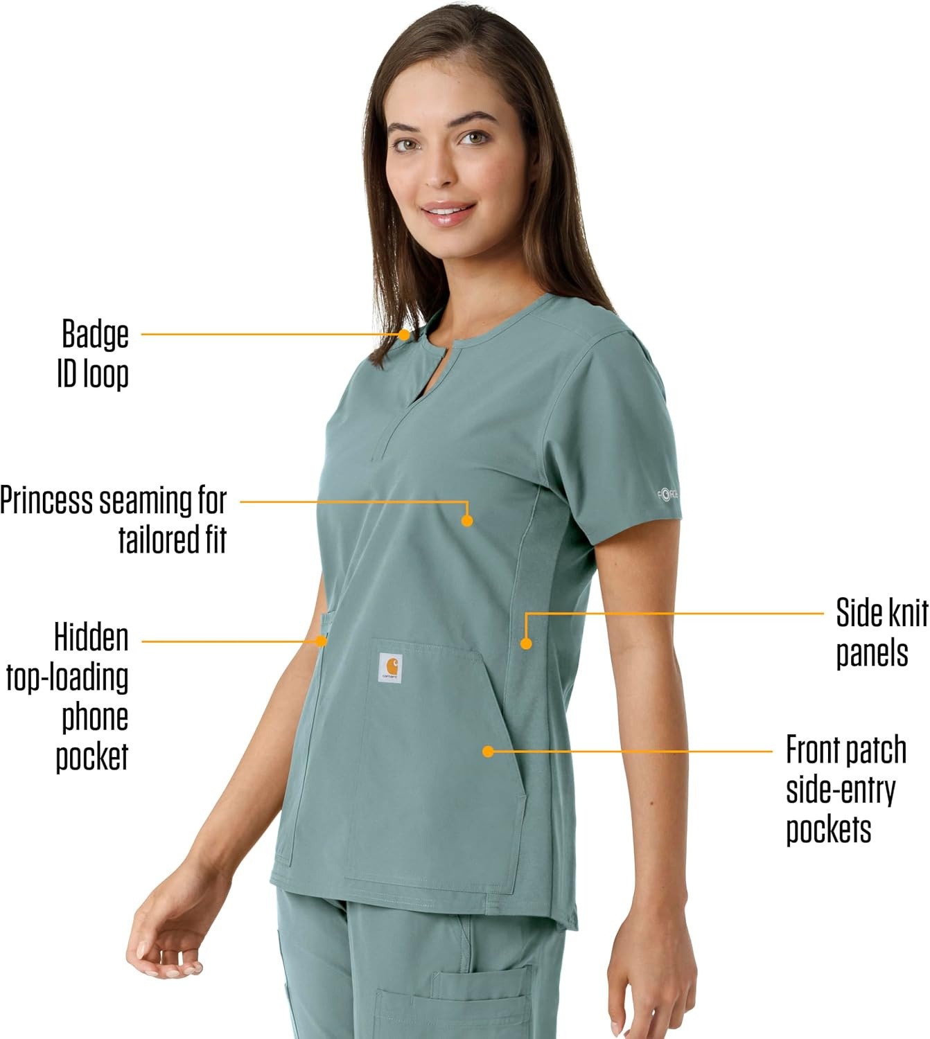 image:imageCarhartt Scrubs C12413 Womens Force Essentials Modern Fit Notch NeckSummer Blue
