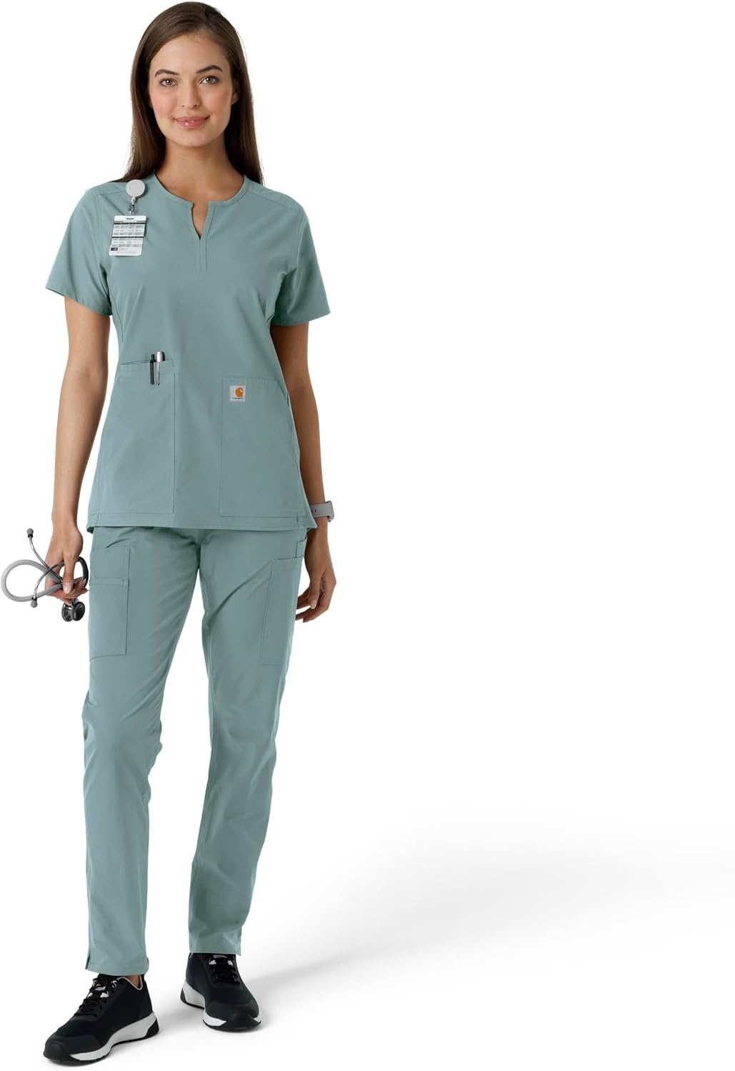 image:imageCarhartt Scrubs C12413 Womens Force Essentials Modern Fit Notch NeckSummer Blue