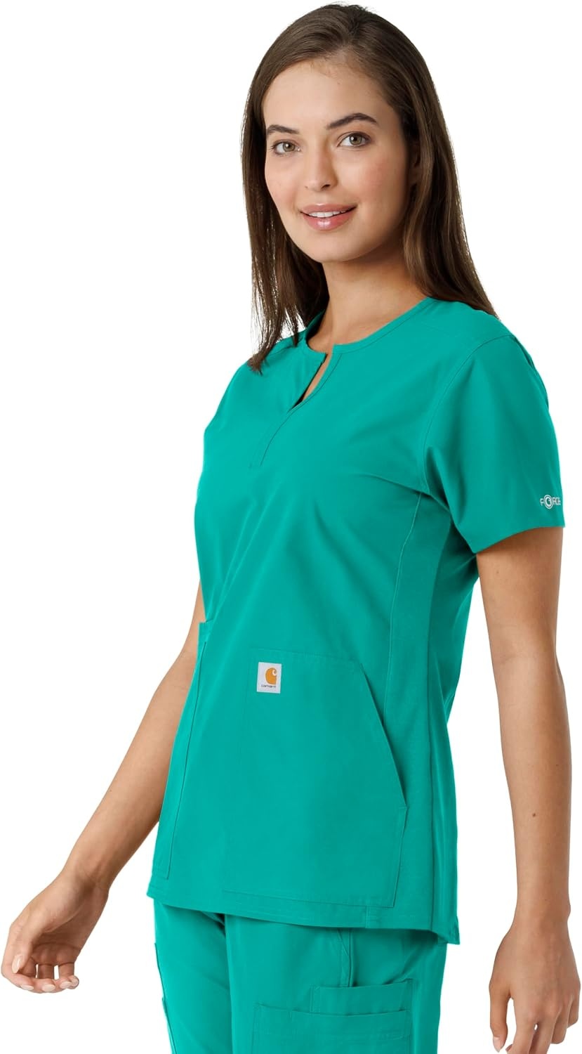 image:imageCarhartt Scrubs C12413 Womens Force Essentials Modern Fit Notch NeckTeal