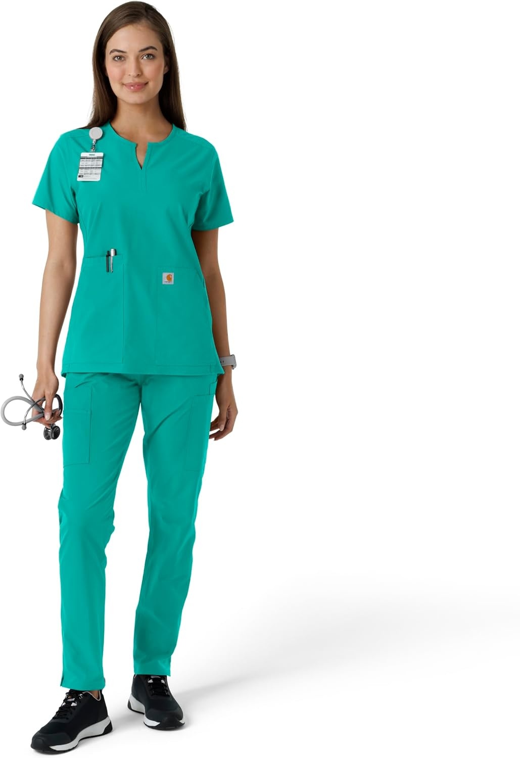 image:imageCarhartt Scrubs C12413 Womens Force Essentials Modern Fit Notch NeckTeal