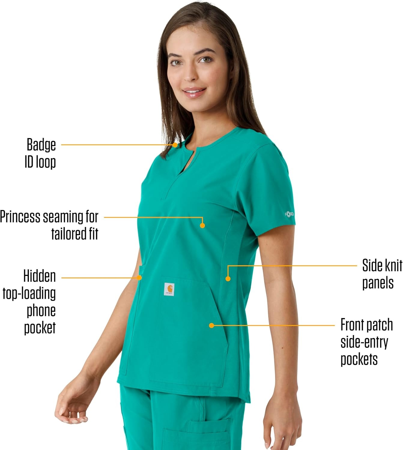 image:imageCarhartt Scrubs C12413 Womens Force Essentials Modern Fit Notch NeckTeal
