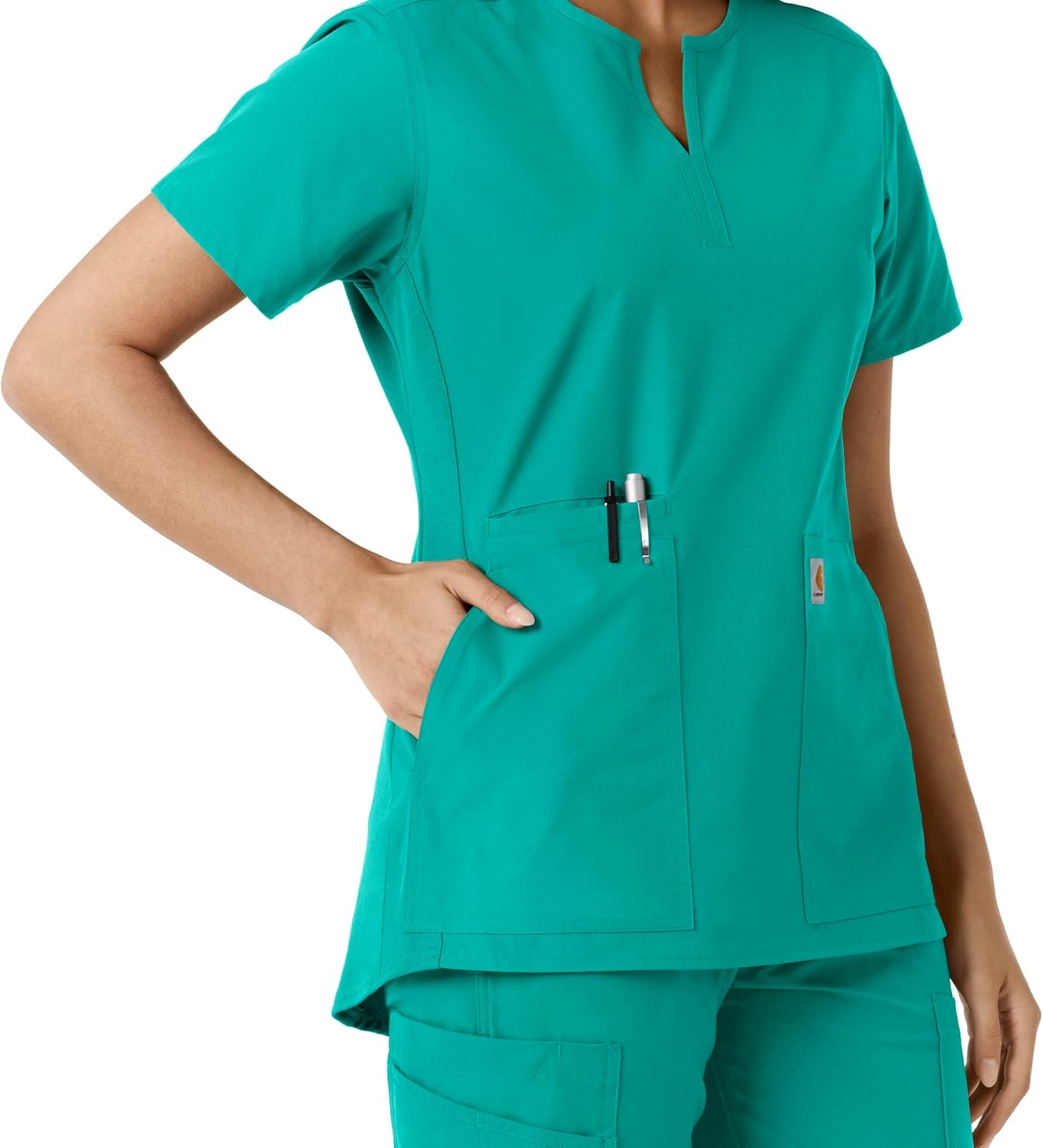 image:imageCarhartt Scrubs C12413 Womens Force Essentials Modern Fit Notch NeckTeal