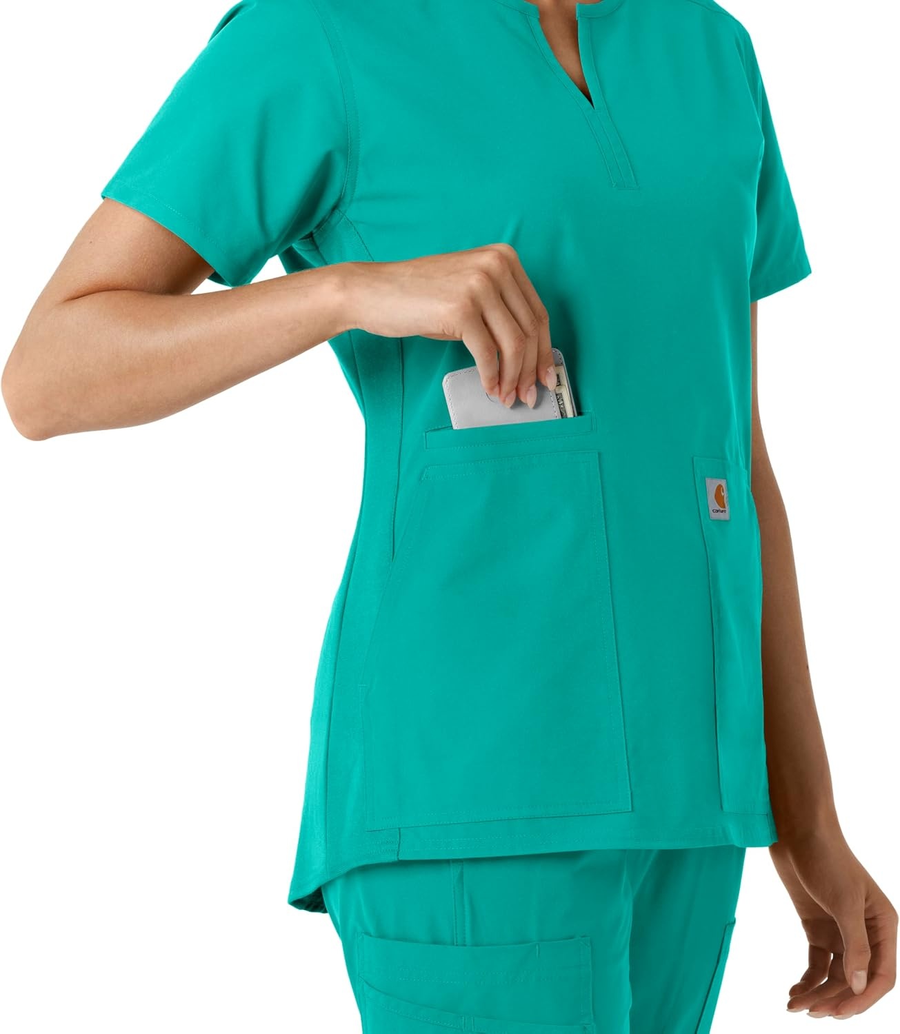 image:imageCarhartt Scrubs C12413 Womens Force Essentials Modern Fit Notch NeckTeal