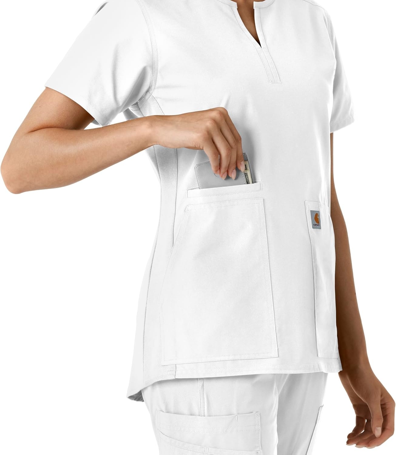 image:imageCarhartt Scrubs C12413 Womens Force Essentials Modern Fit Notch NeckWhite