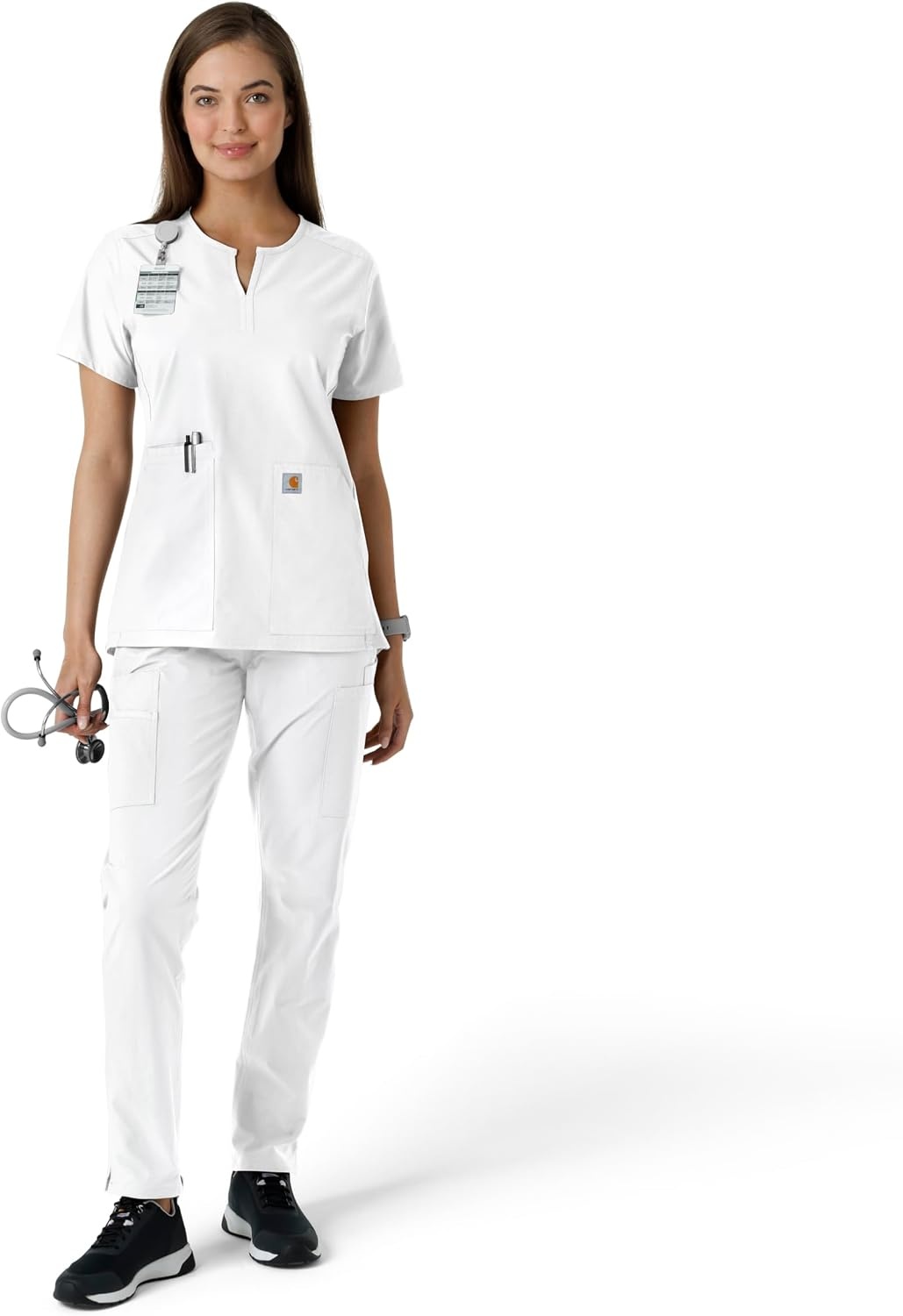 image:imageCarhartt Scrubs C12413 Womens Force Essentials Modern Fit Notch NeckWhite