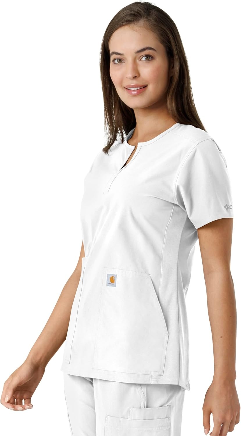 image:imageCarhartt Scrubs C12413 Womens Force Essentials Modern Fit Notch NeckWhite