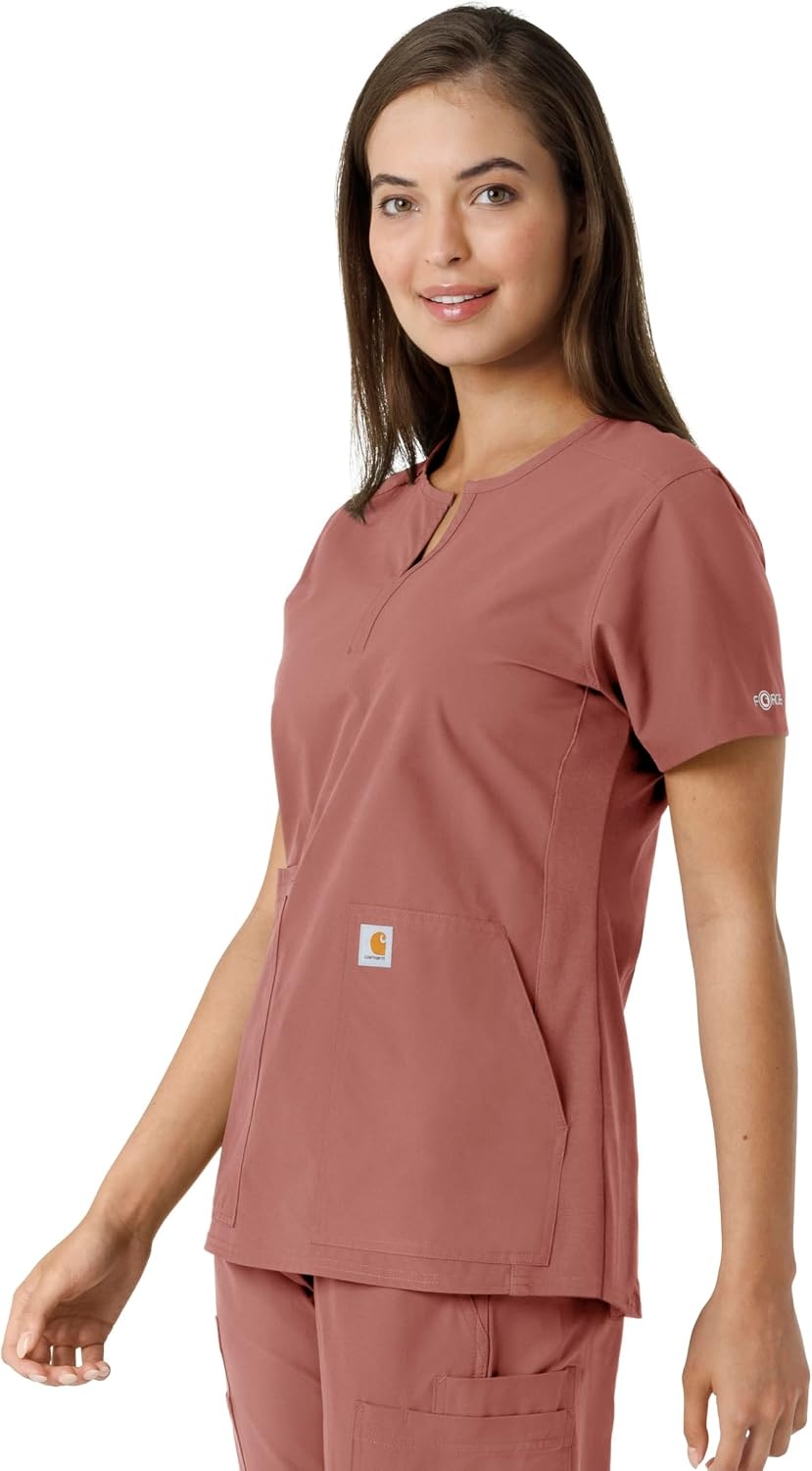 image:imageCarhartt Scrubs C12413 Womens Force Essentials Modern Fit Notch NeckWildrose