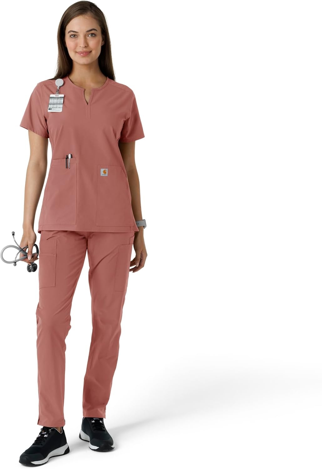 image:imageCarhartt Scrubs C12413 Womens Force Essentials Modern Fit Notch NeckWildrose