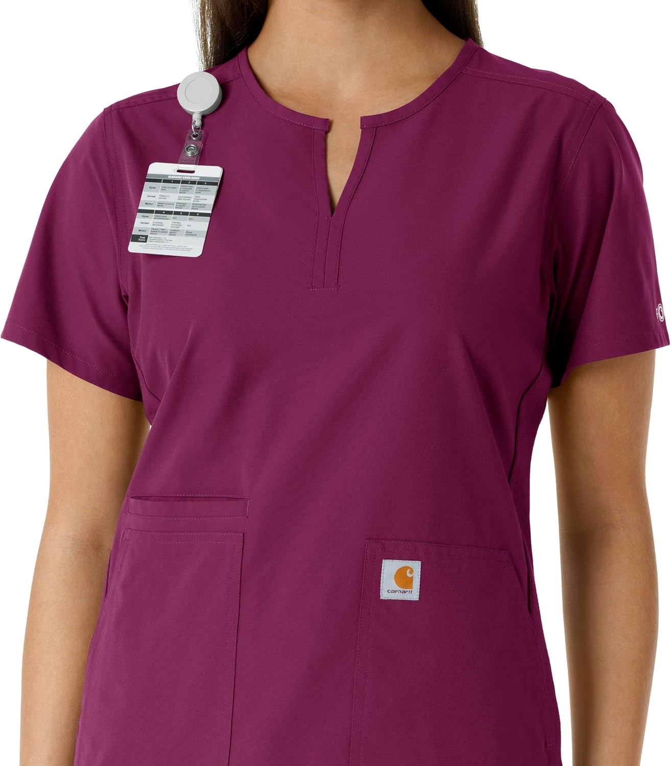 image:imageCarhartt Scrubs C12413 Womens Force Essentials Modern Fit Notch NeckWine
