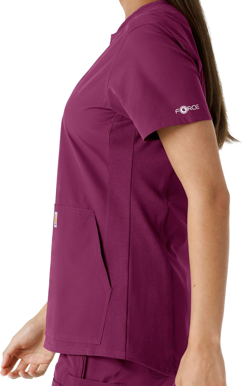 image:imageCarhartt Scrubs C12413 Womens Force Essentials Modern Fit Notch NeckWine