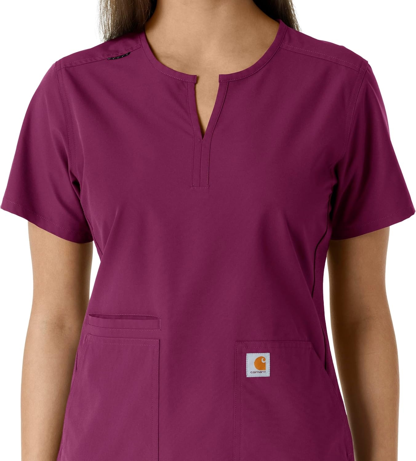 image:imageCarhartt Scrubs C12413 Womens Force Essentials Modern Fit Notch NeckWine
