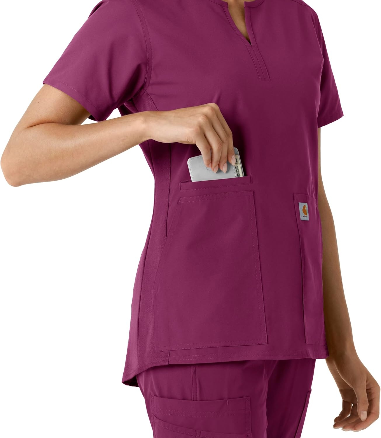 image:imageCarhartt Scrubs C12413 Womens Force Essentials Modern Fit Notch NeckWine