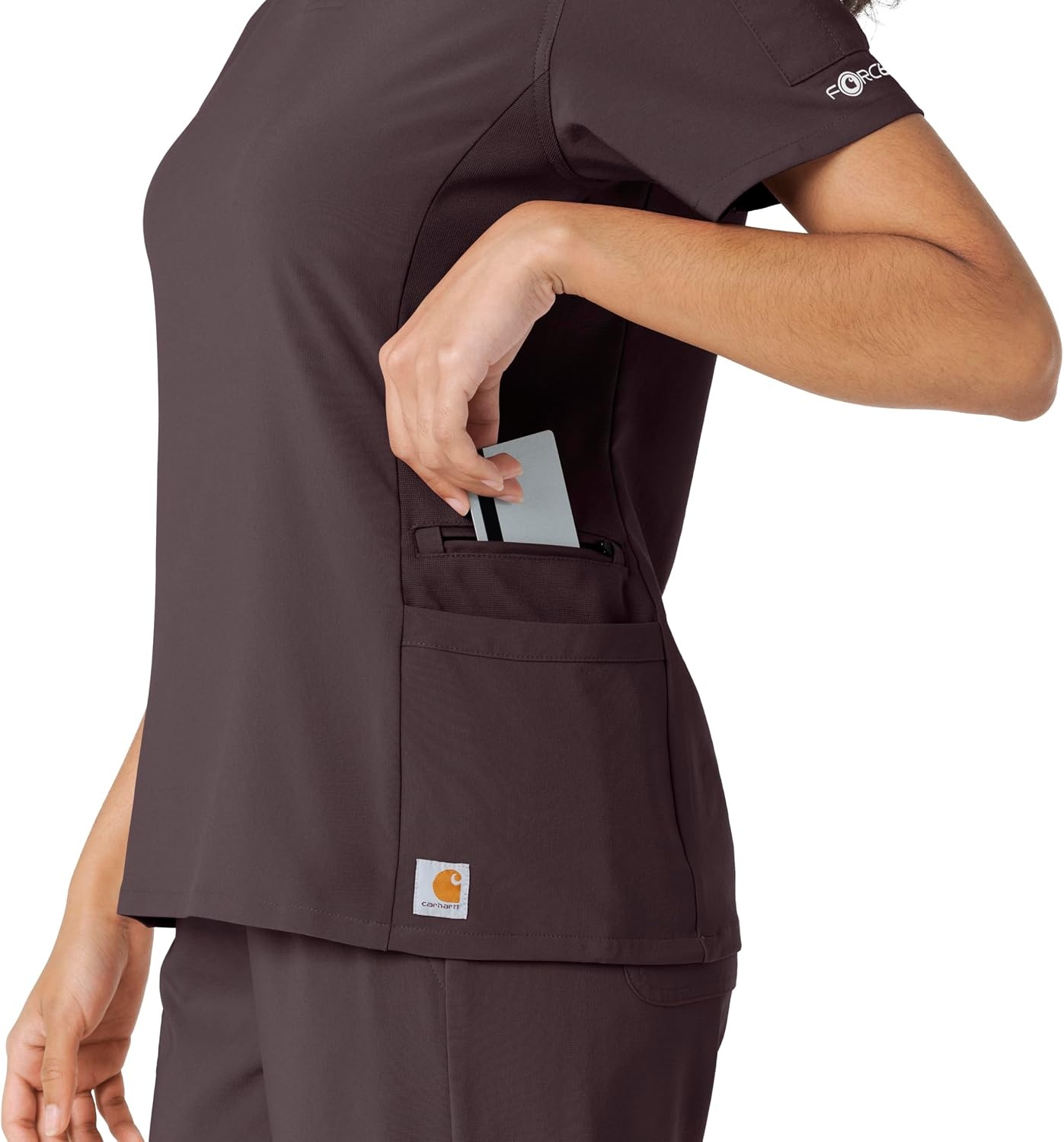 image:imageCarhartt Scrubs C13310 Womens CrossFlex Modern Fit Oversized VNeck TopDark Sepia