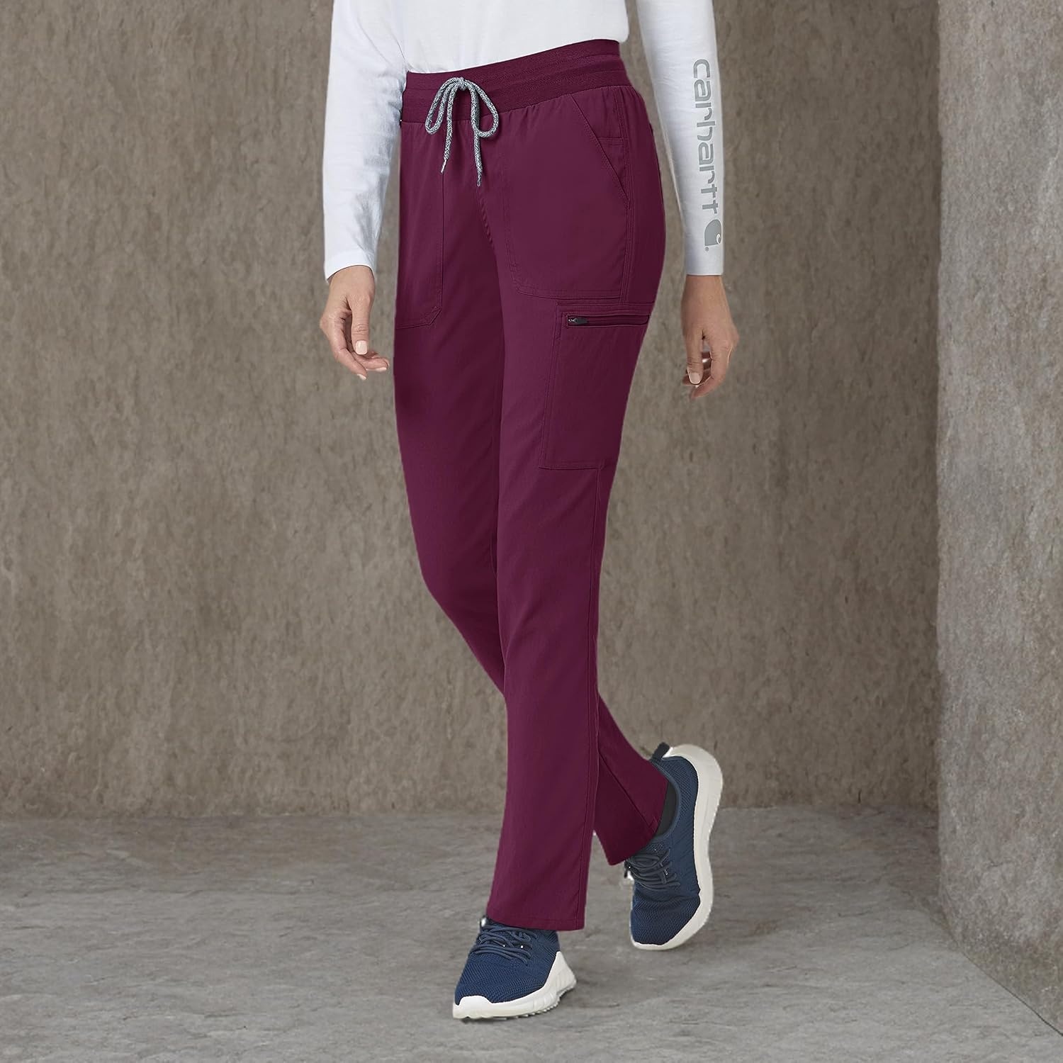 image:imageCarhartt Scrubs C52237 Womens Rugged Flex Modern Fit Slim Leg PantWine