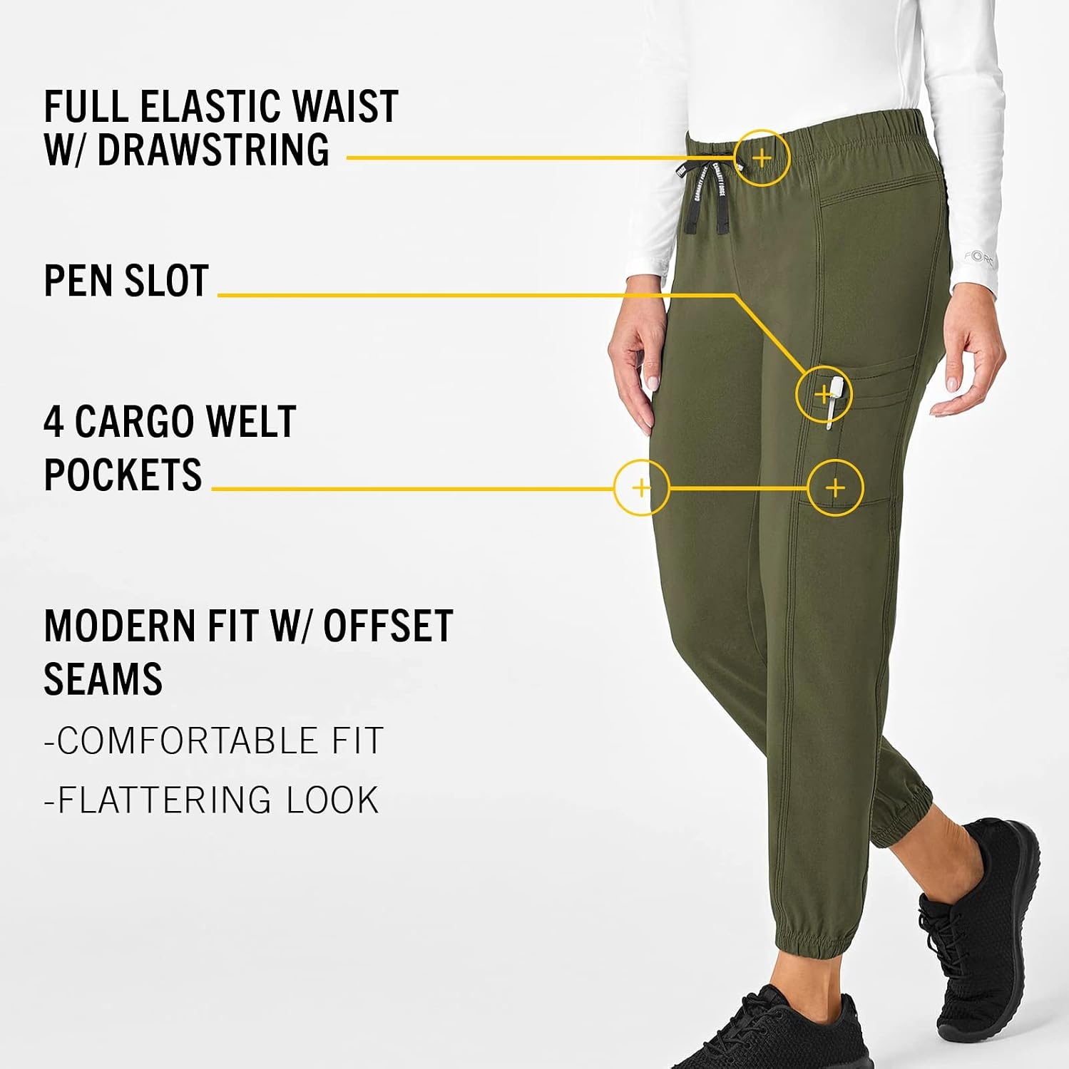 image:imageCarhartt Scrubs C52610 Womens Force Modern Fit Jogger PantBasil