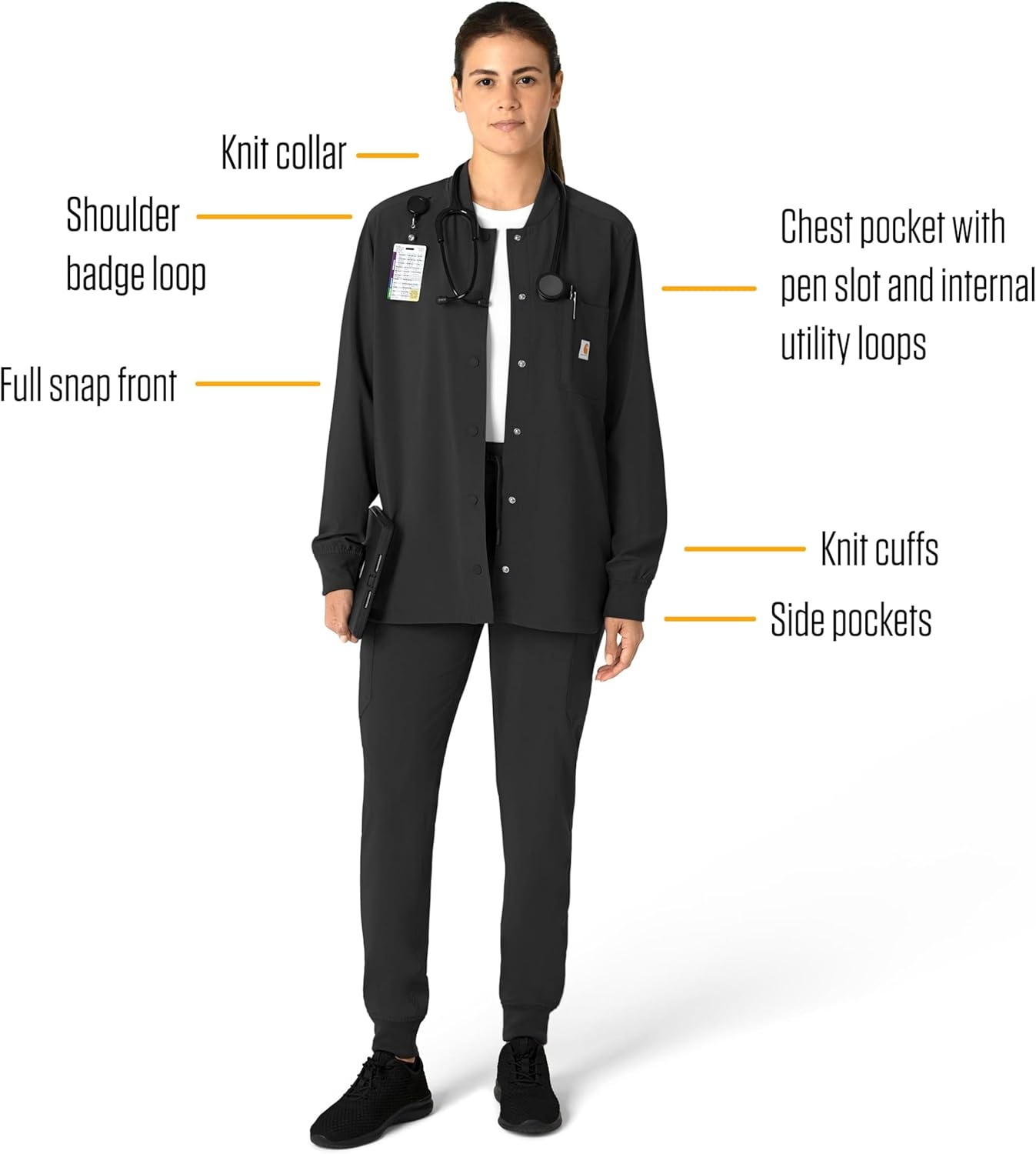image:imageCarhartt Scrubs C81023 Womens Rugged Flex Modern Fit Bonded Fleece JaBlack