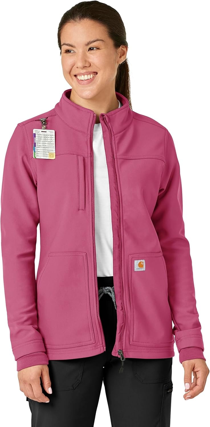 image:imageCarhartt Scrubs C81023 Womens Rugged Flex Modern Fit Bonded Fleece JaElectric Fuschia
