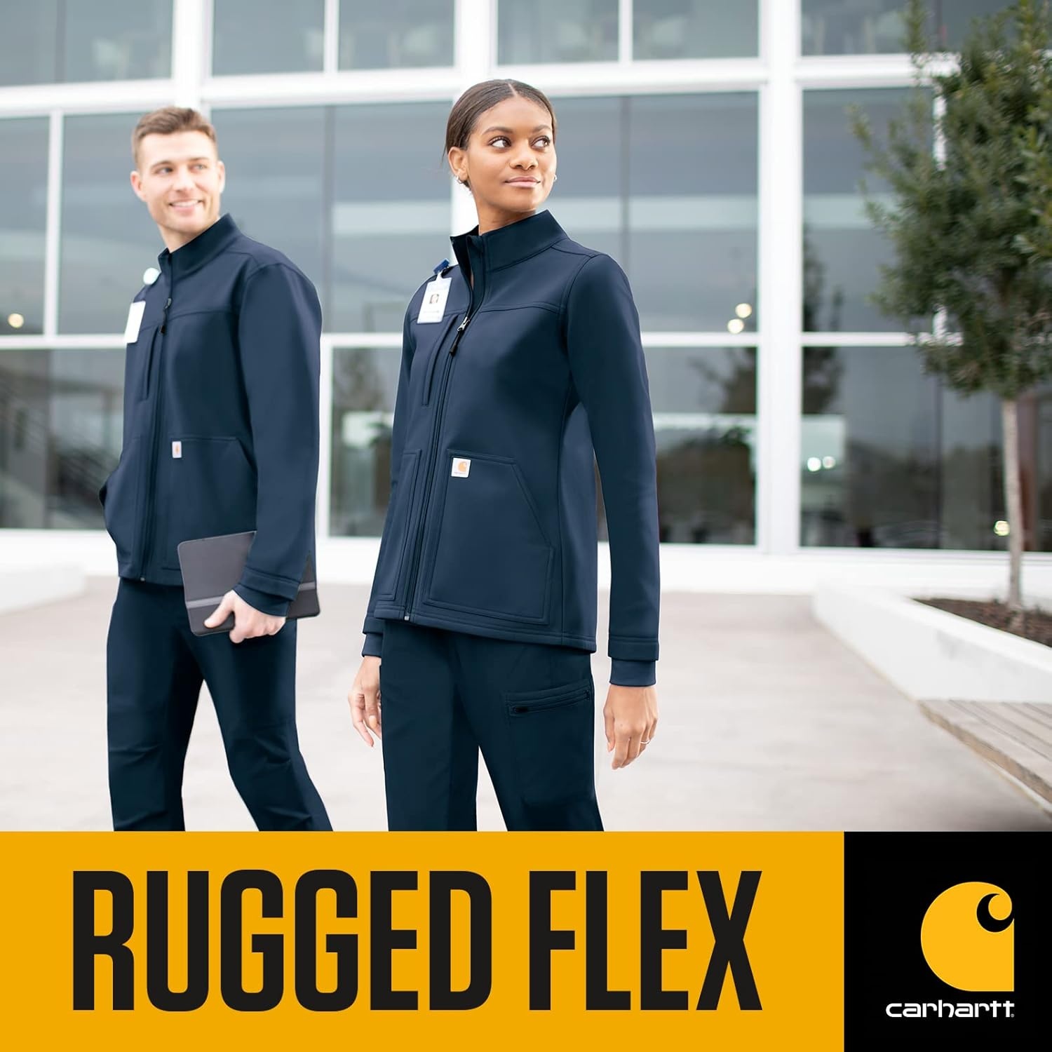 image:imageCarhartt Scrubs C81023 Womens Rugged Flex Modern Fit Bonded Fleece JaNavy