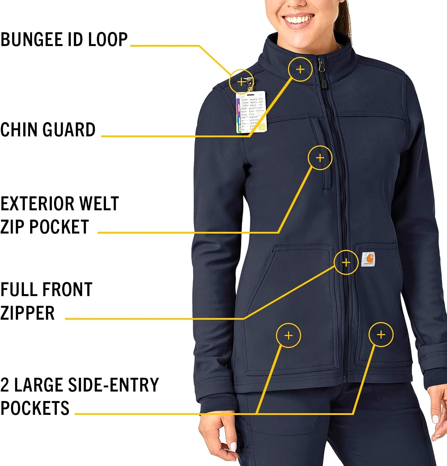 image:imageCarhartt Scrubs C81023 Womens Rugged Flex Modern Fit Bonded Fleece JaNavy