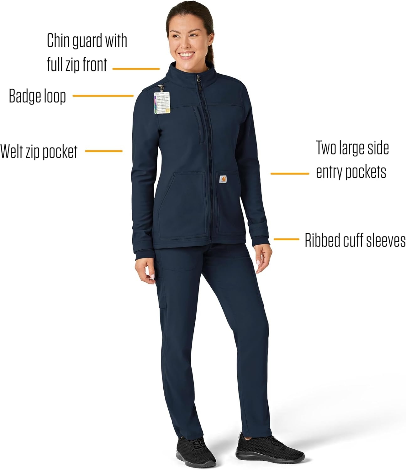 image:imageCarhartt Scrubs C81023 Womens Rugged Flex Modern Fit Bonded Fleece JaNavy