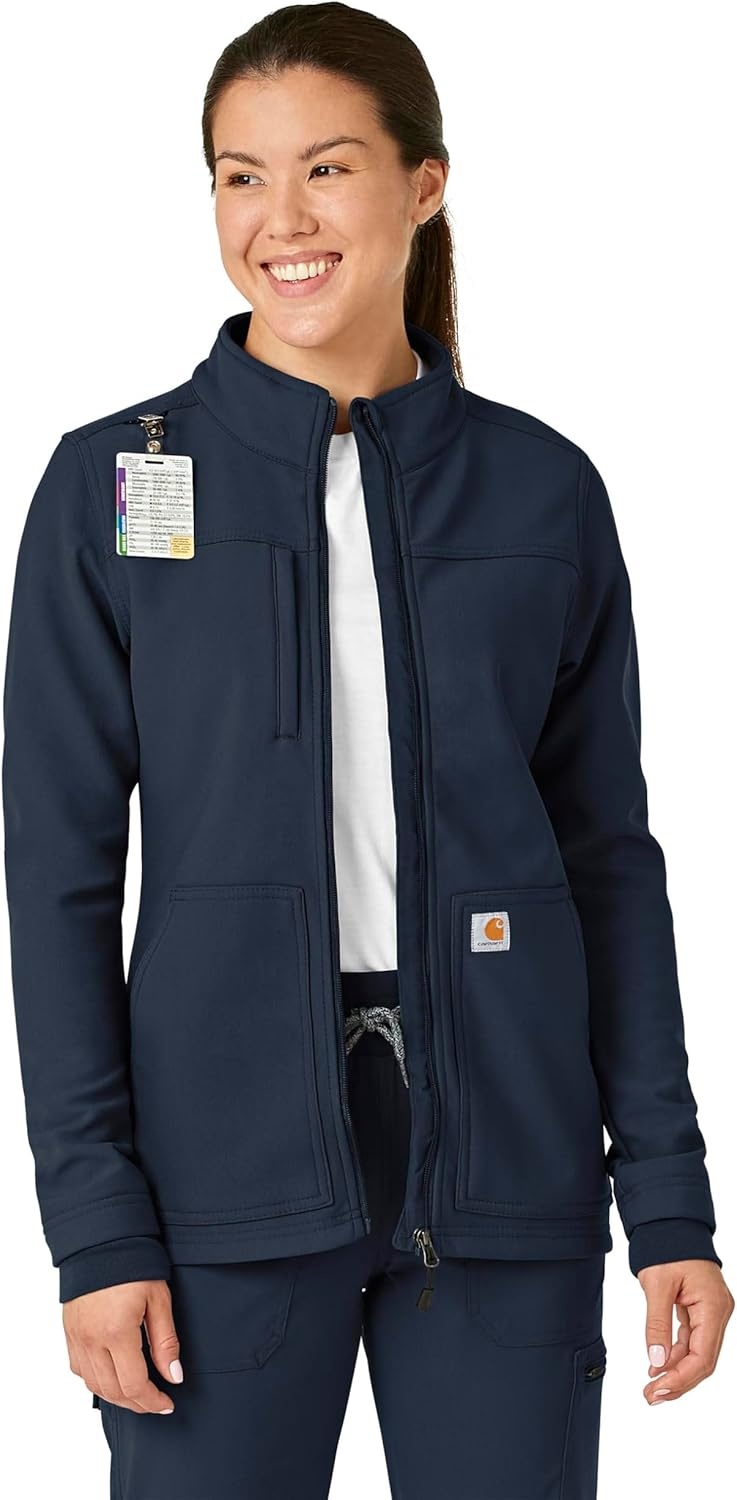 image:imageCarhartt Scrubs C81023 Womens Rugged Flex Modern Fit Bonded Fleece JaNavy