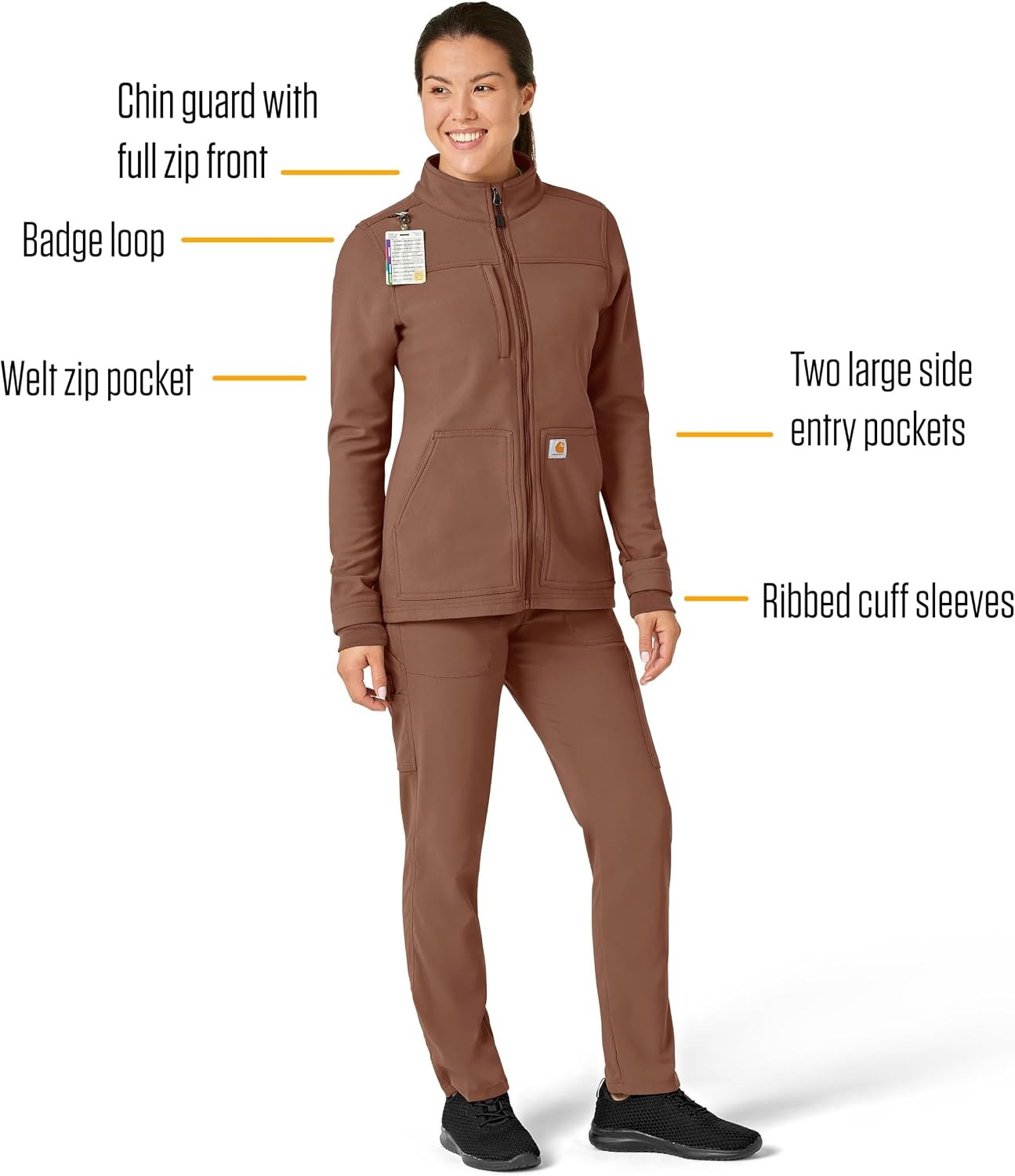 image:imageCarhartt Scrubs C81023 Womens Rugged Flex Modern Fit Bonded Fleece JaNutmeg