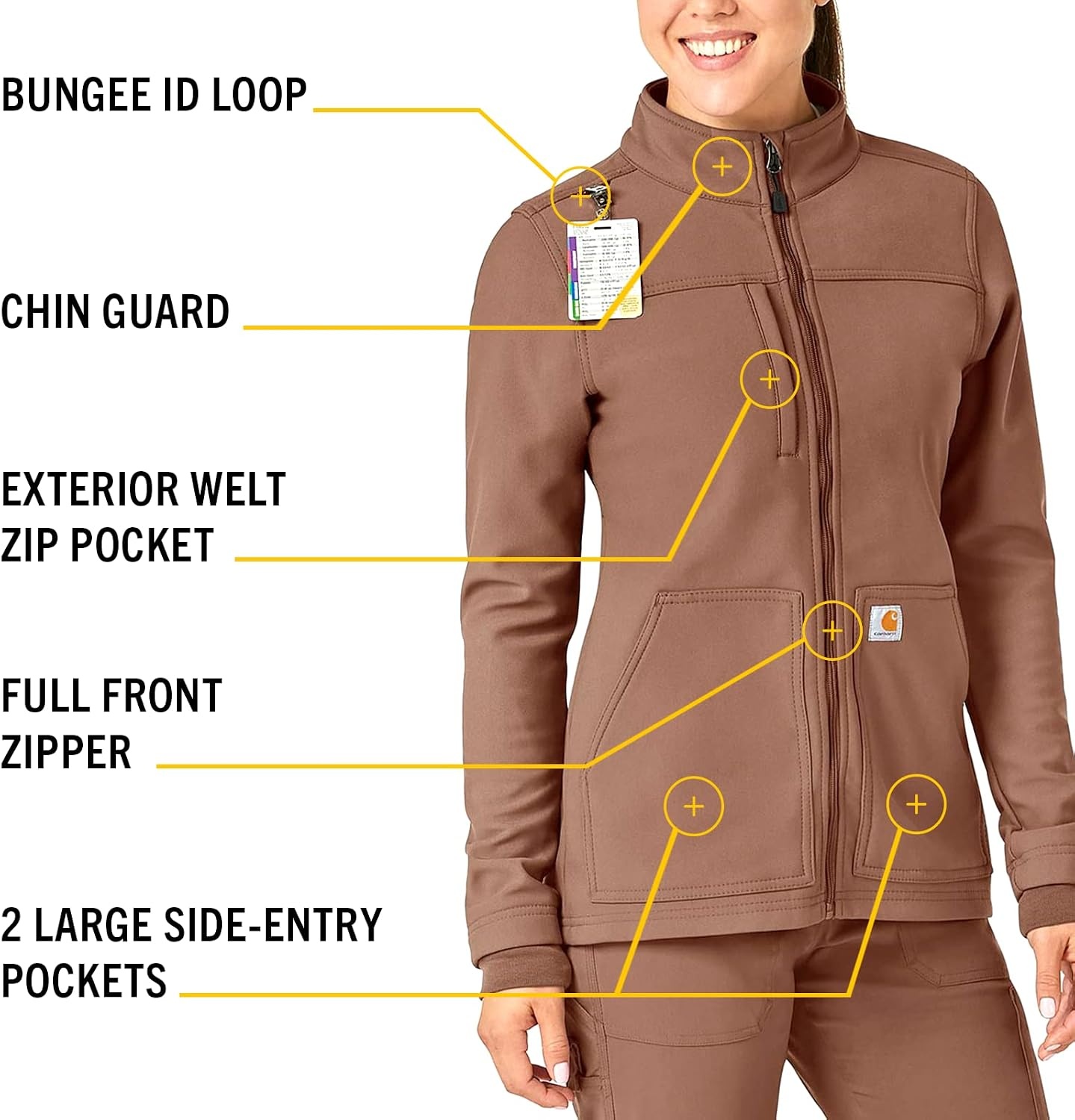 image:imageCarhartt Scrubs C81023 Womens Rugged Flex Modern Fit Bonded Fleece JaNutmeg